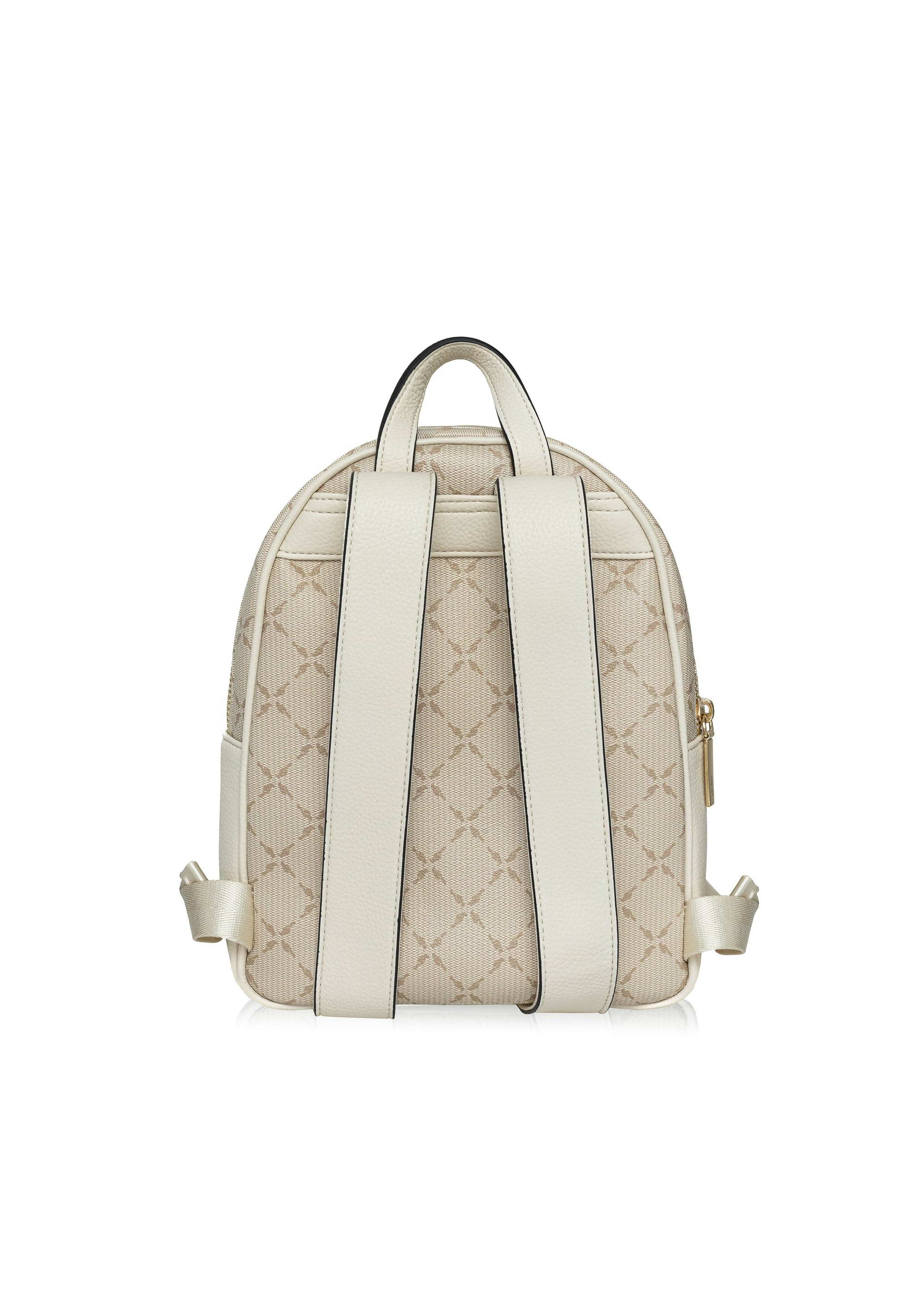 Beige women's backpack with monogram TOREC-1026-81(W25)-03