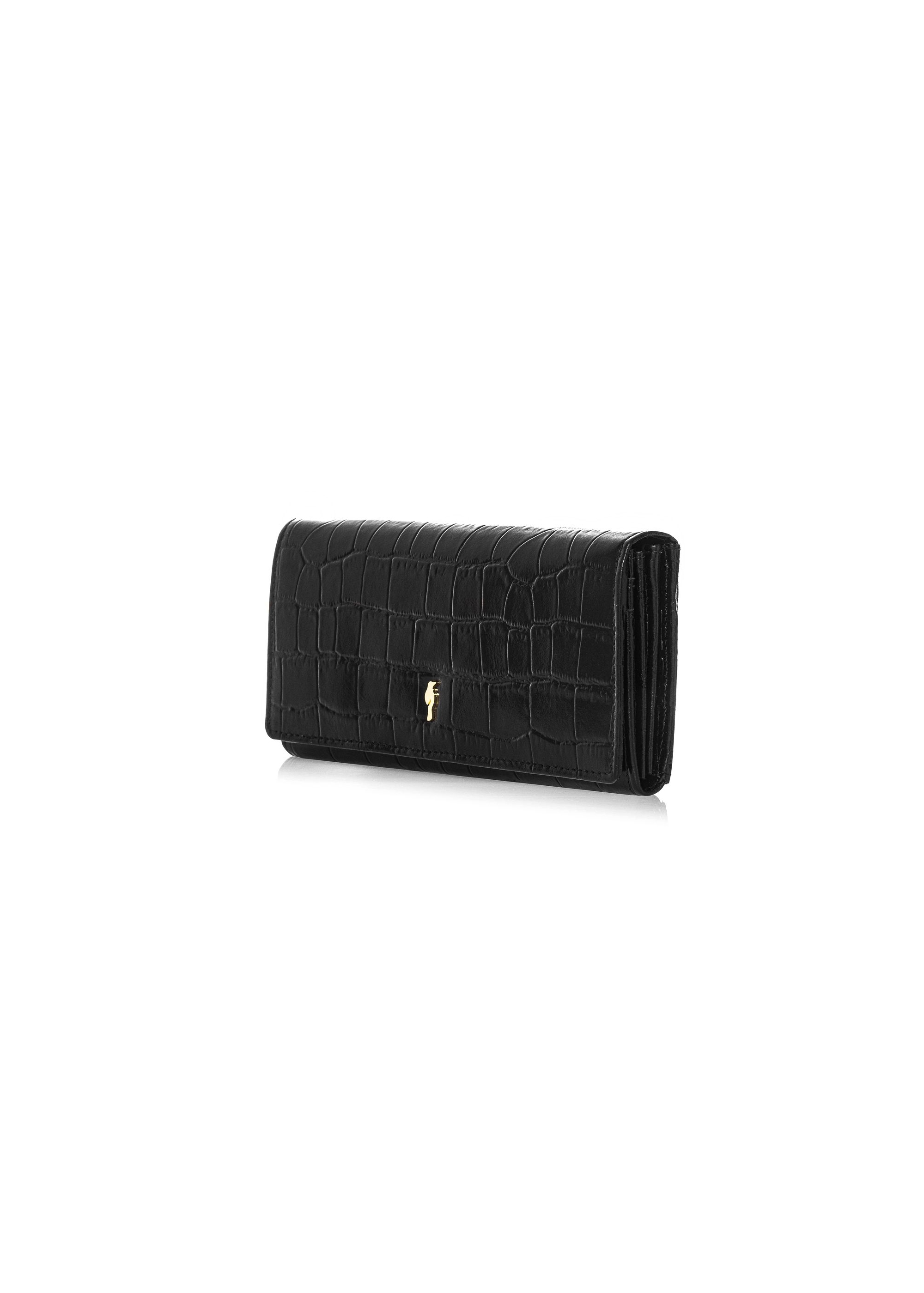 Leather black women's croco wallet PORES-0889A-99(Z24)-02