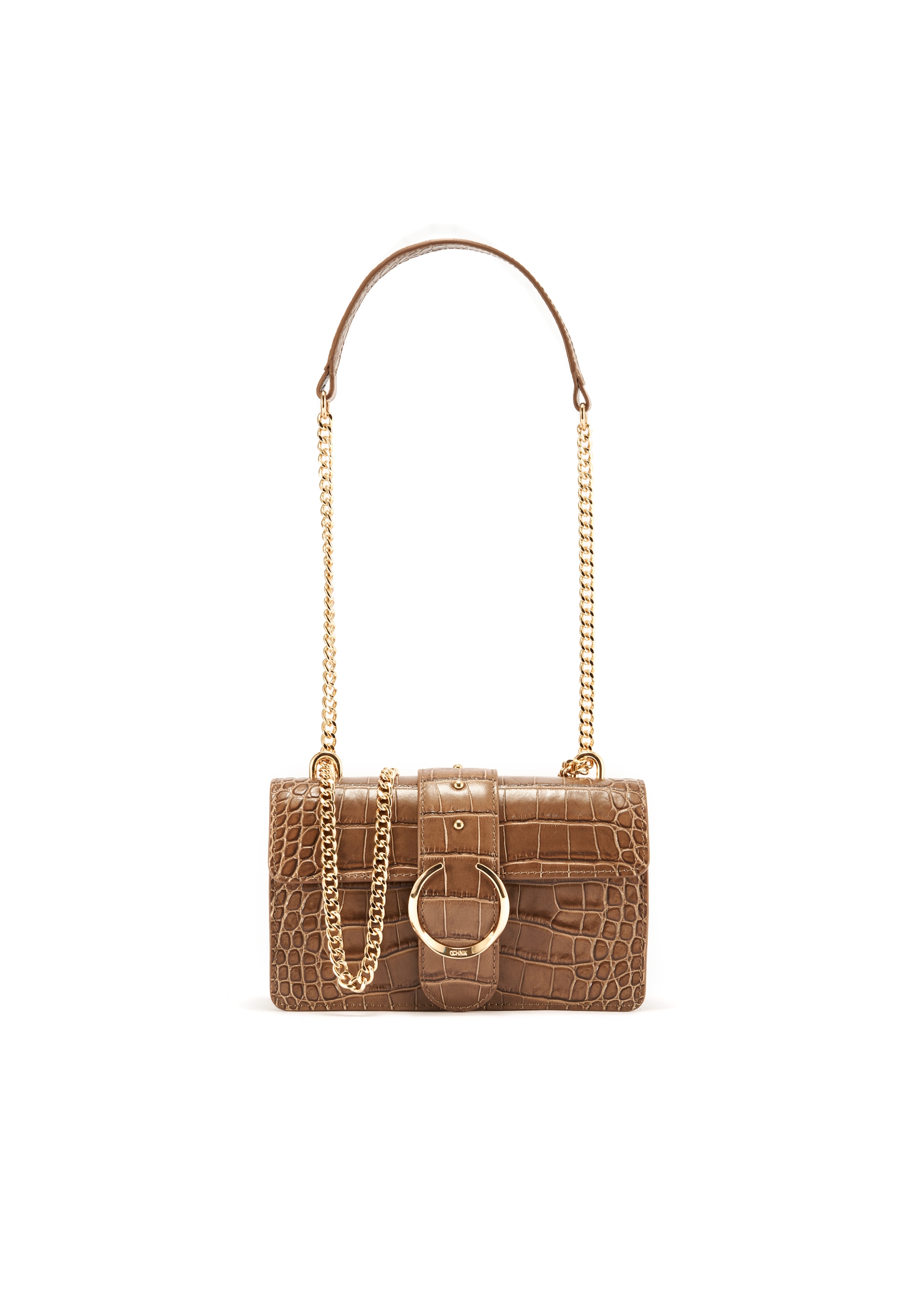 Beige small croco leather handbag TORES-1117-81(W25)-01