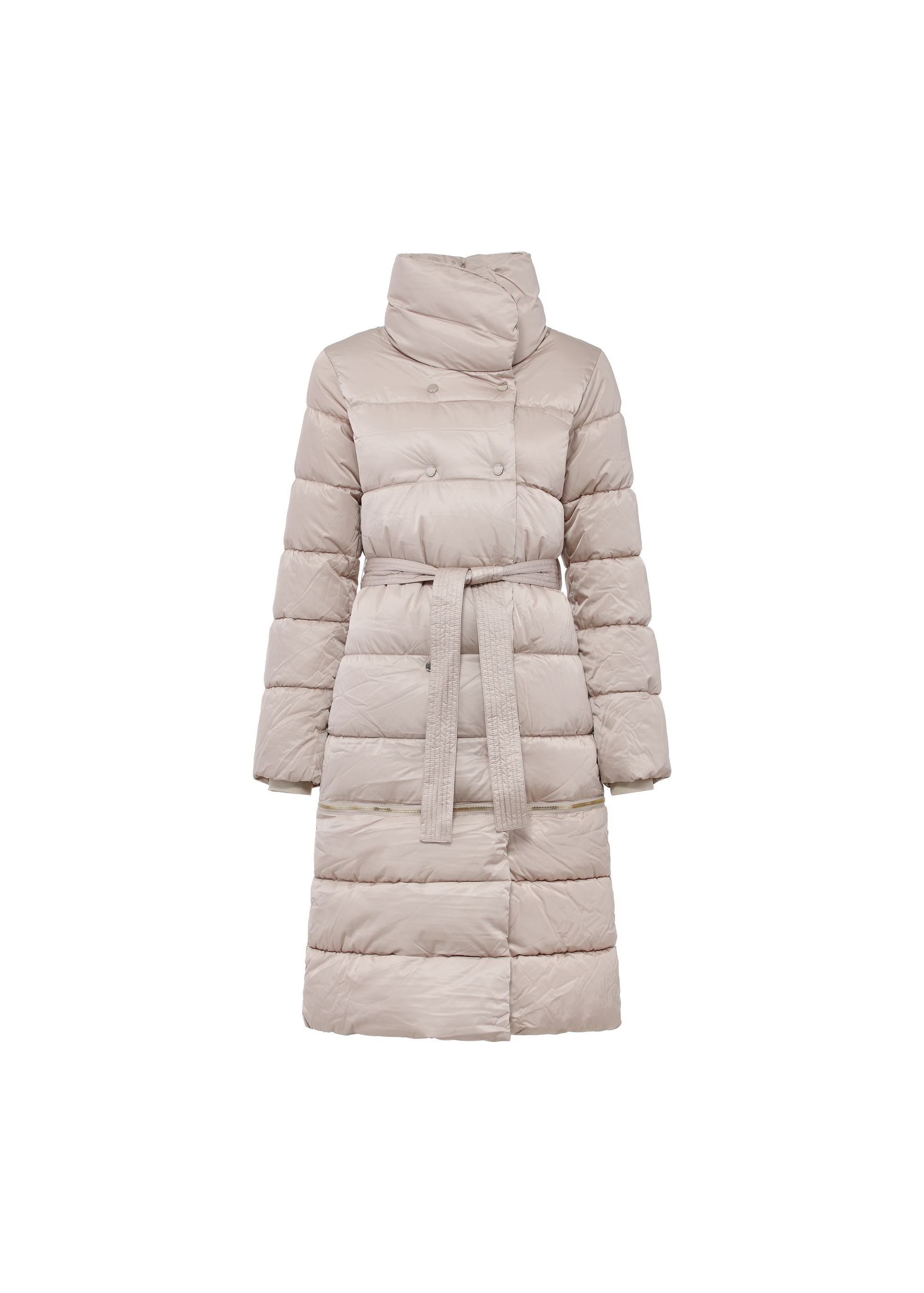 Beige quilted women's winter jacket KURDT-0546-80(Z24)-01