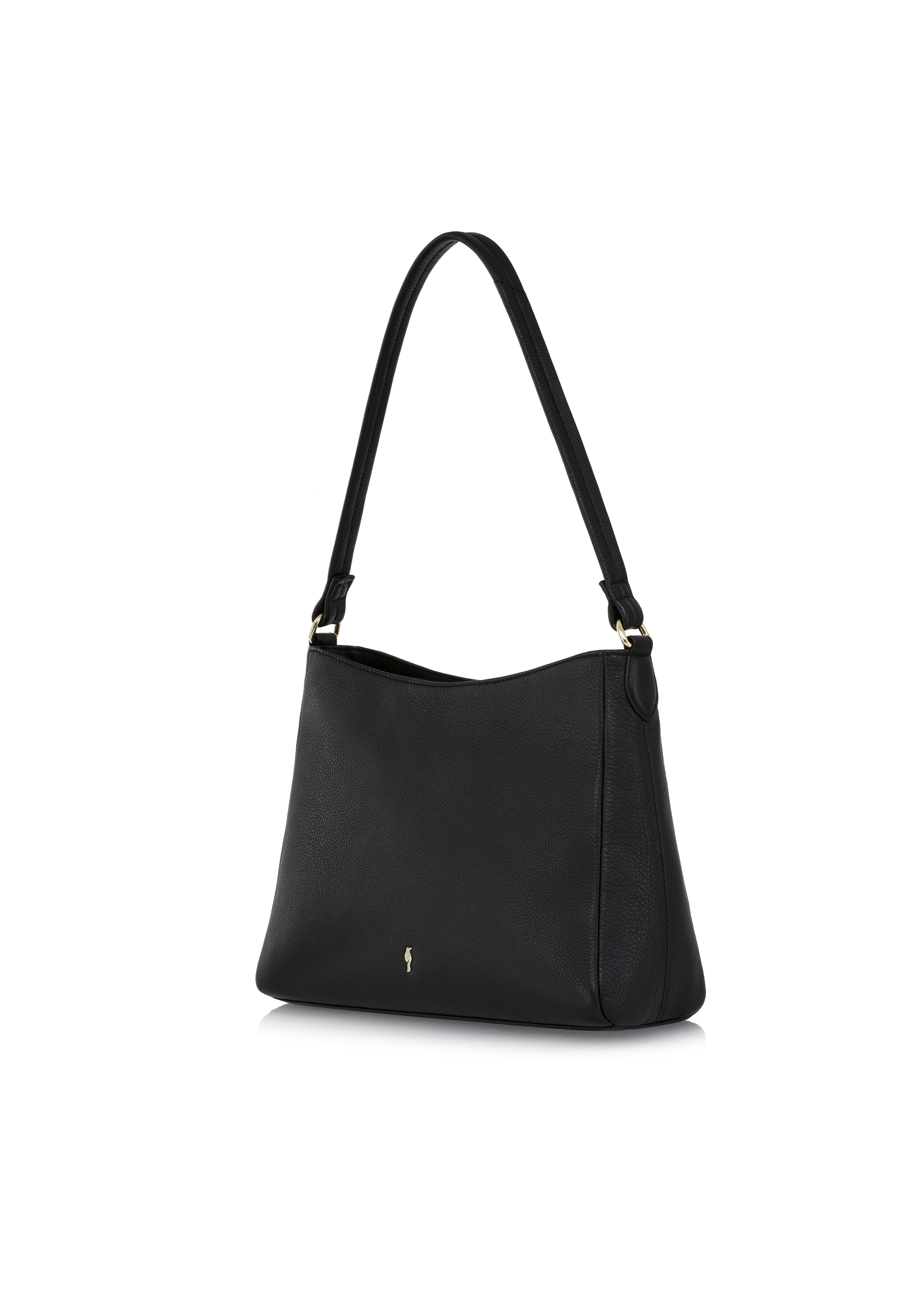 Women's black leather hobo handbag TORES-0975-99(W24)-03