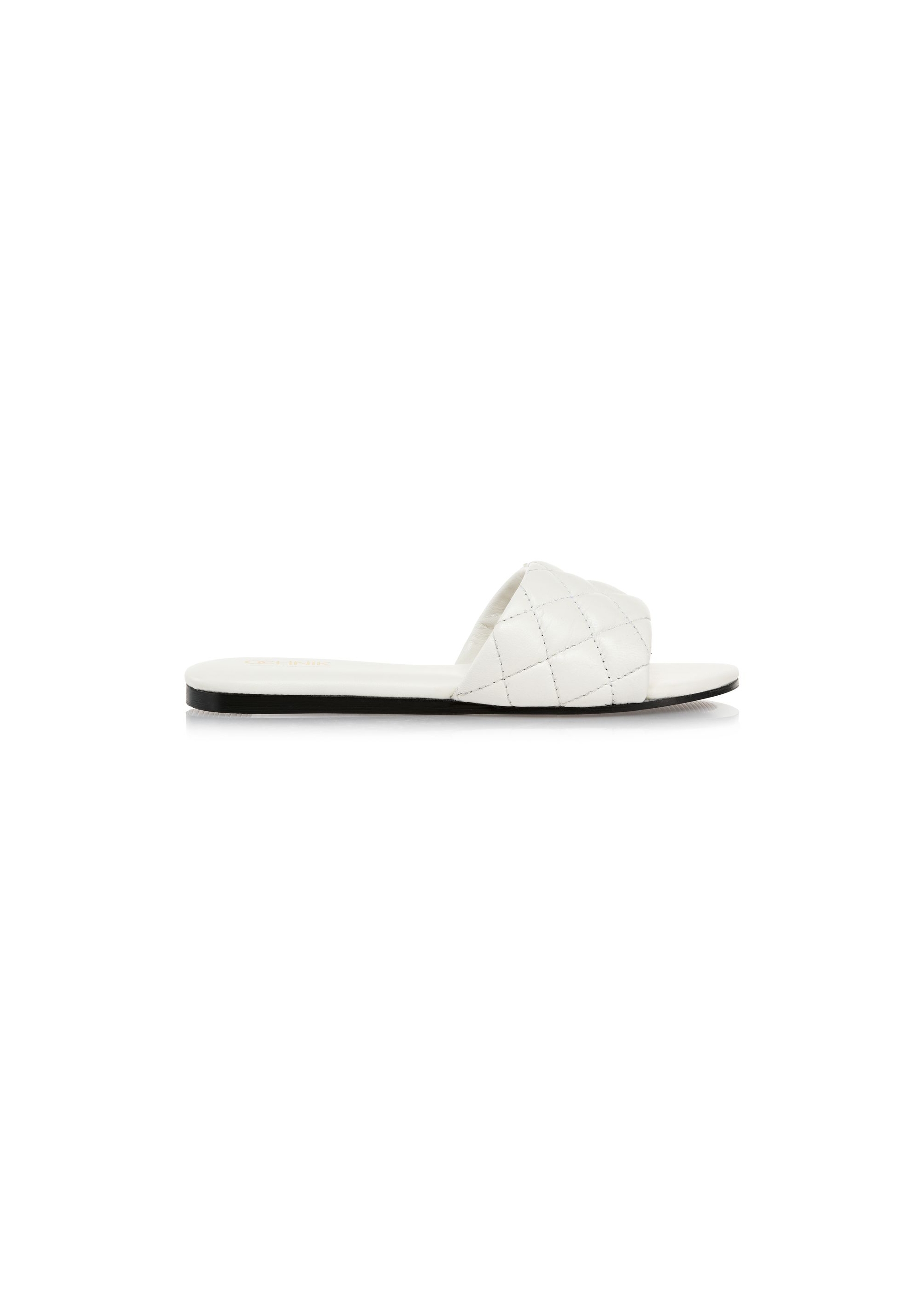 Leather white quilted flip-flops BUTYD-1066-11(W24)-01