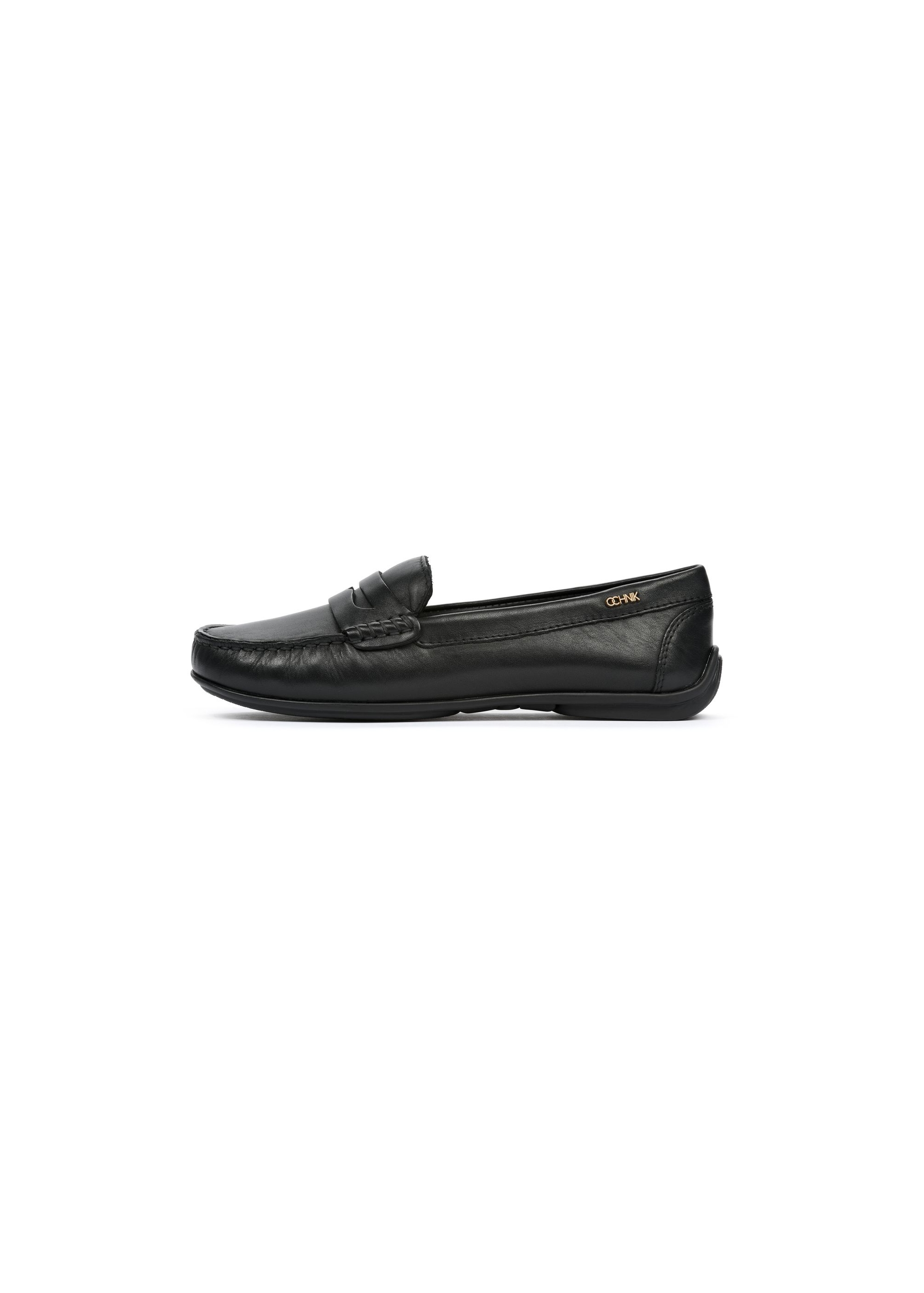 Black leather women's loafers BUTYD-1054A-99(W25)-04