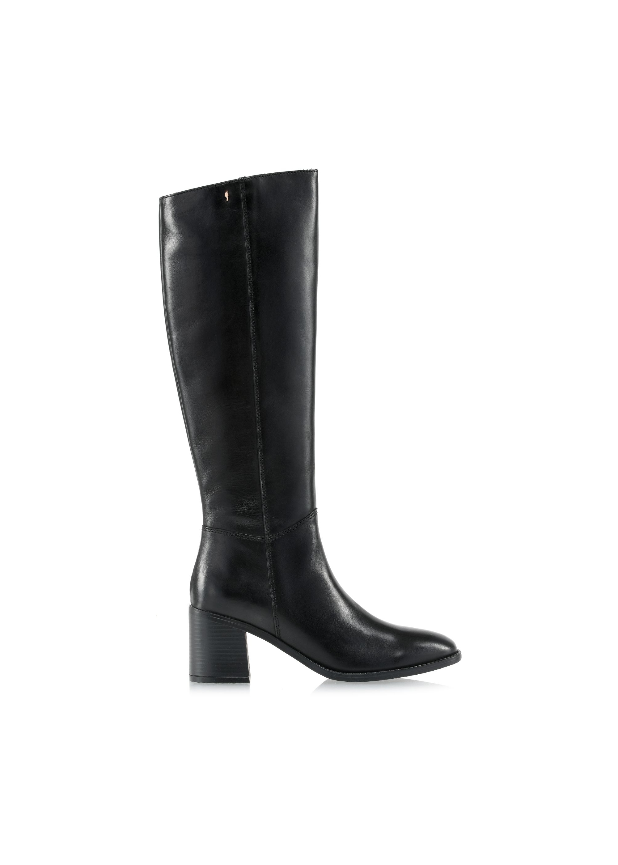 Black leather high heel boots BUTYD-1100-99(Z24)-01