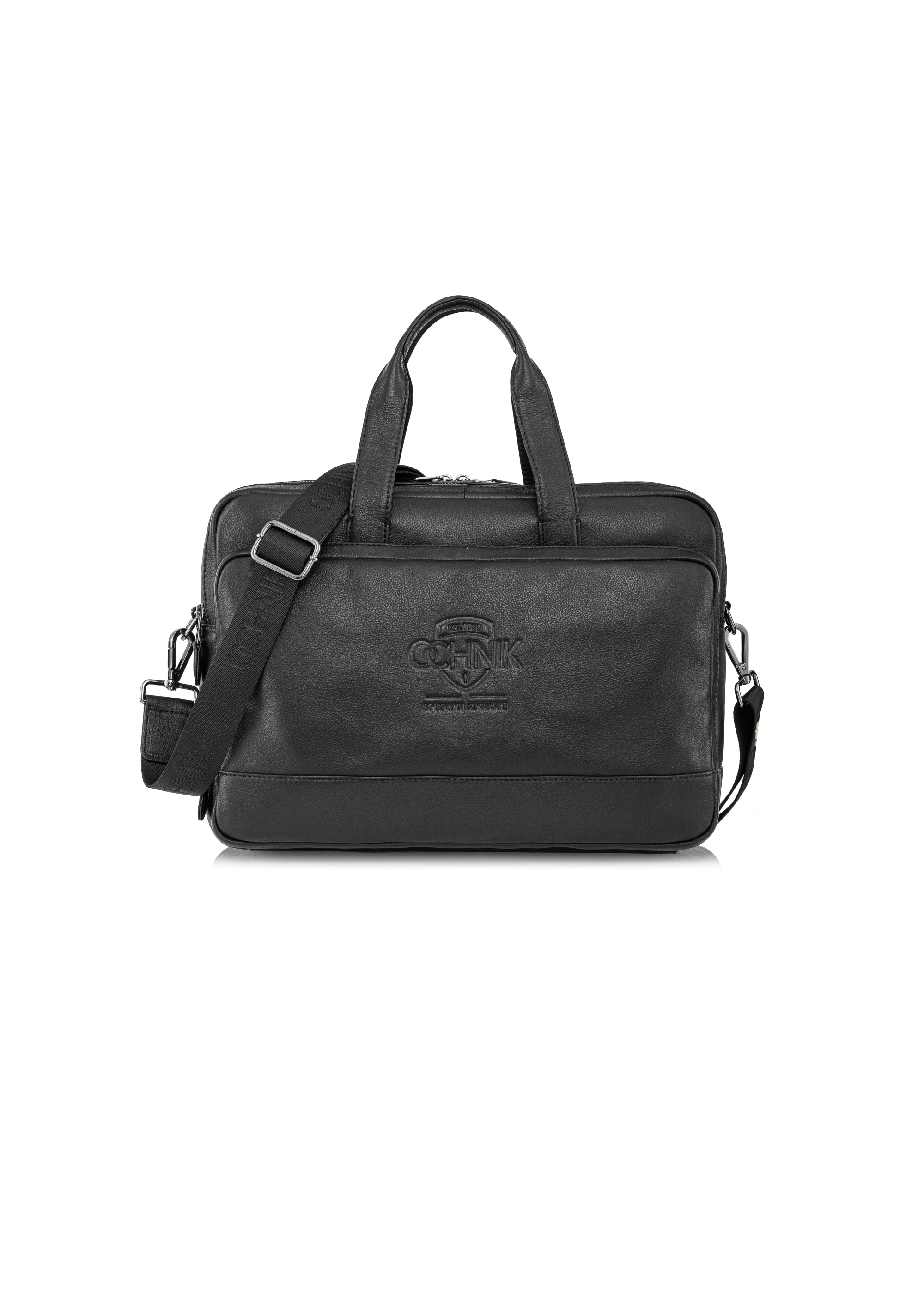 Men's leather bag with embossed logo TORMS-0020B-99(W23)-01