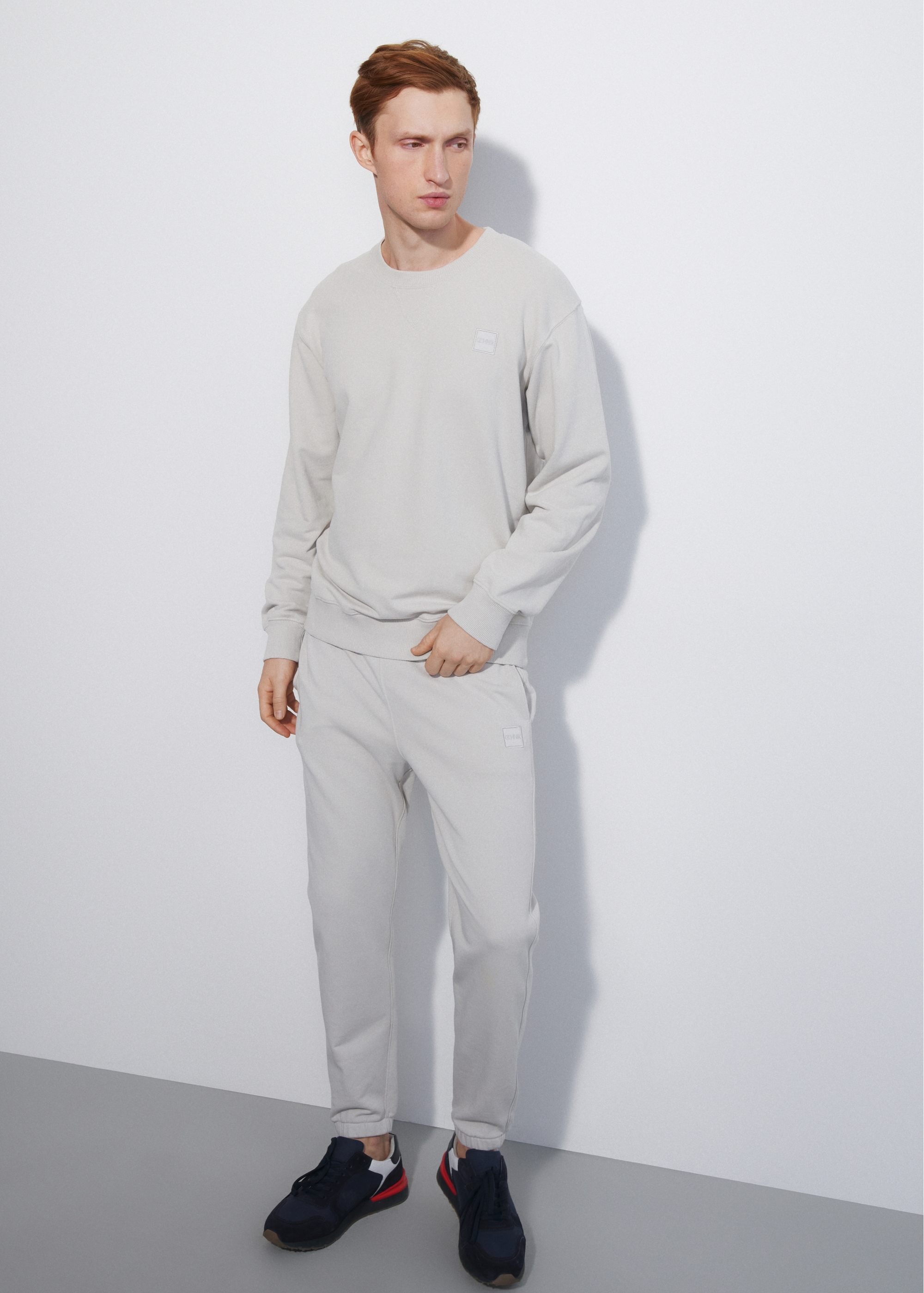 Cream men's sweatpants SPOMT-0085-66(W23)-03