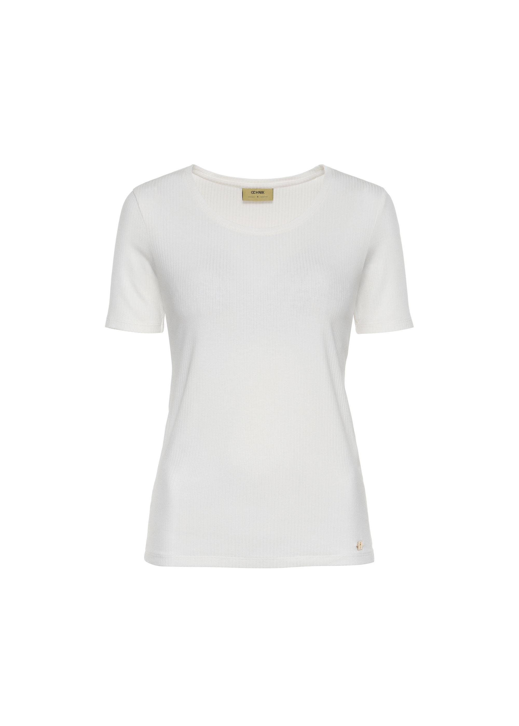 Cream-colored basic women's T-shirt TSHDT-0114-12(Z24)-03