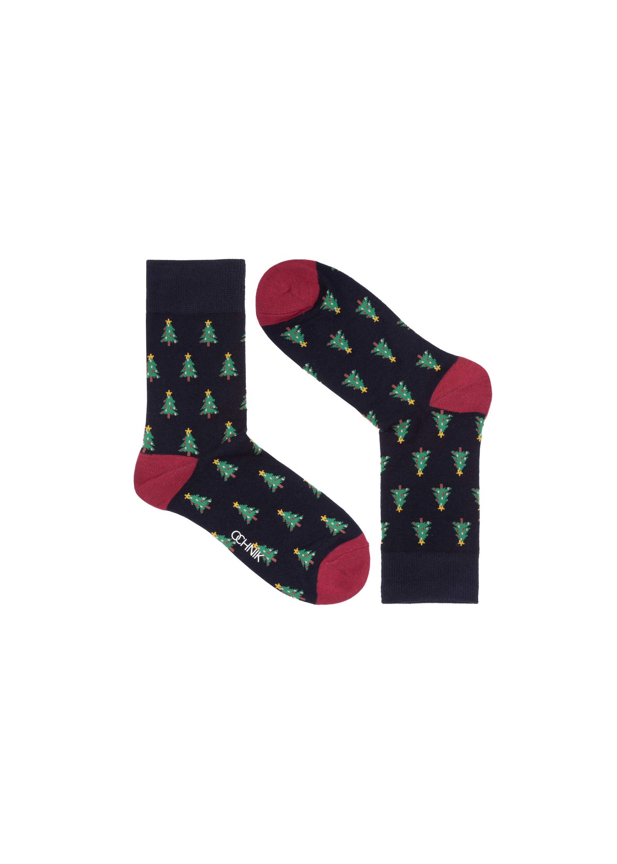 Men's navy blue Christmas socks SKAMT-0179-69(Z24)-01