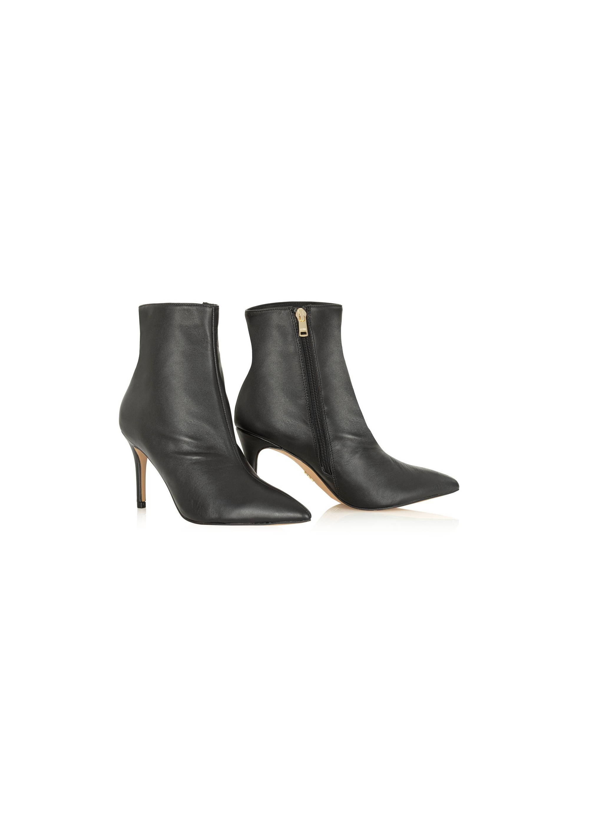 Black leather ankle boots with high heel BUTYD-1122-99(Z24)