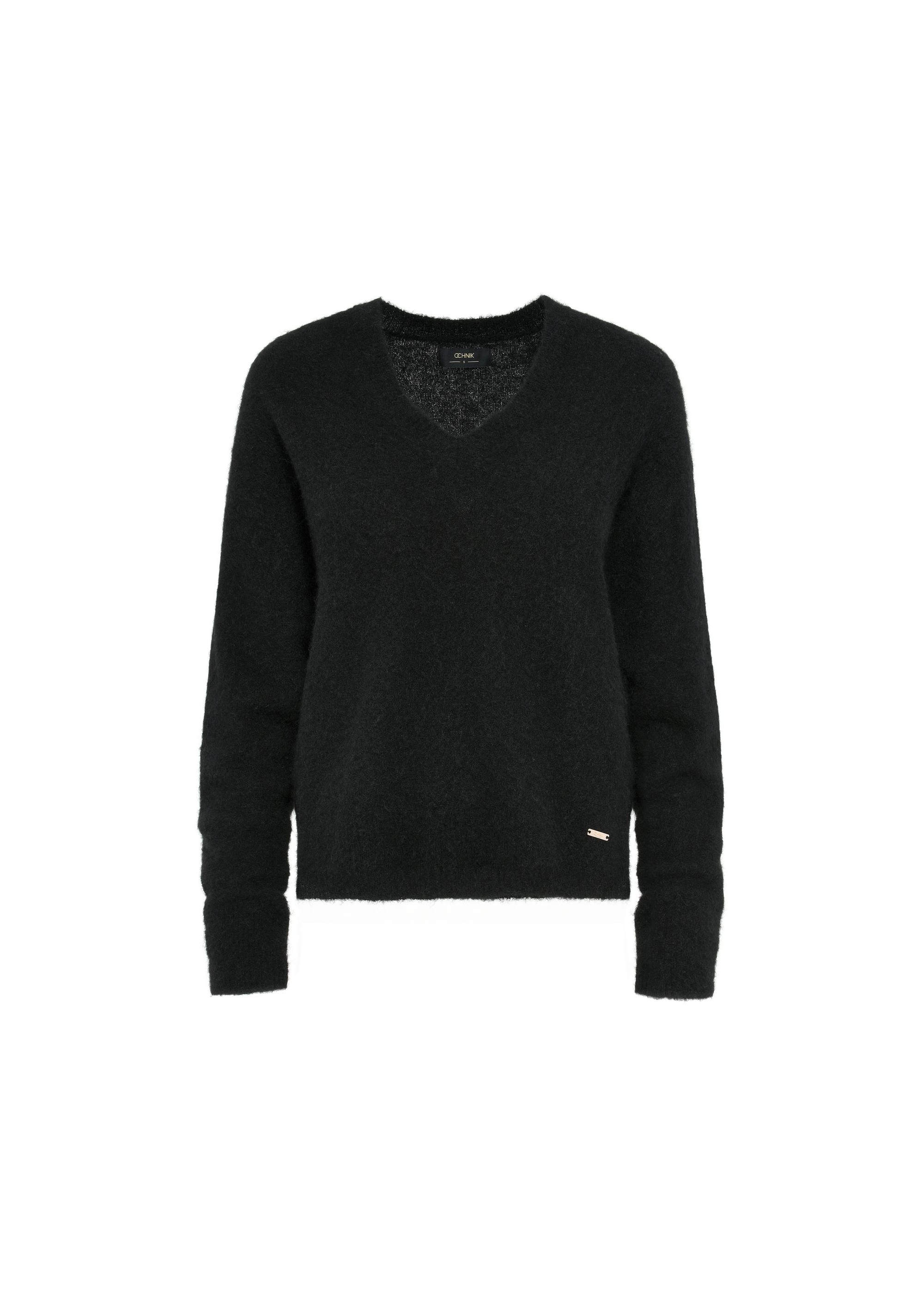 Black woolen women's sweater SWEDT-0215-99(Z24)-04