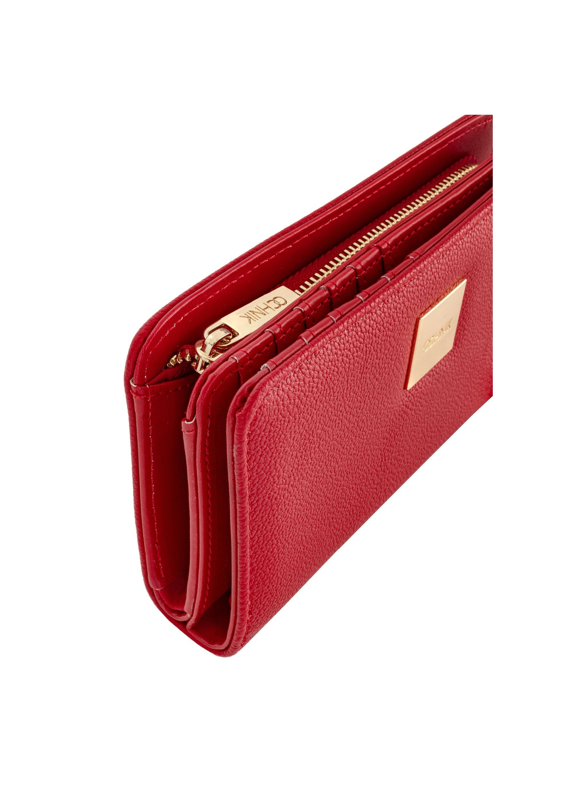 Red women's wallet with logo POREC-0362-42(W24)-08