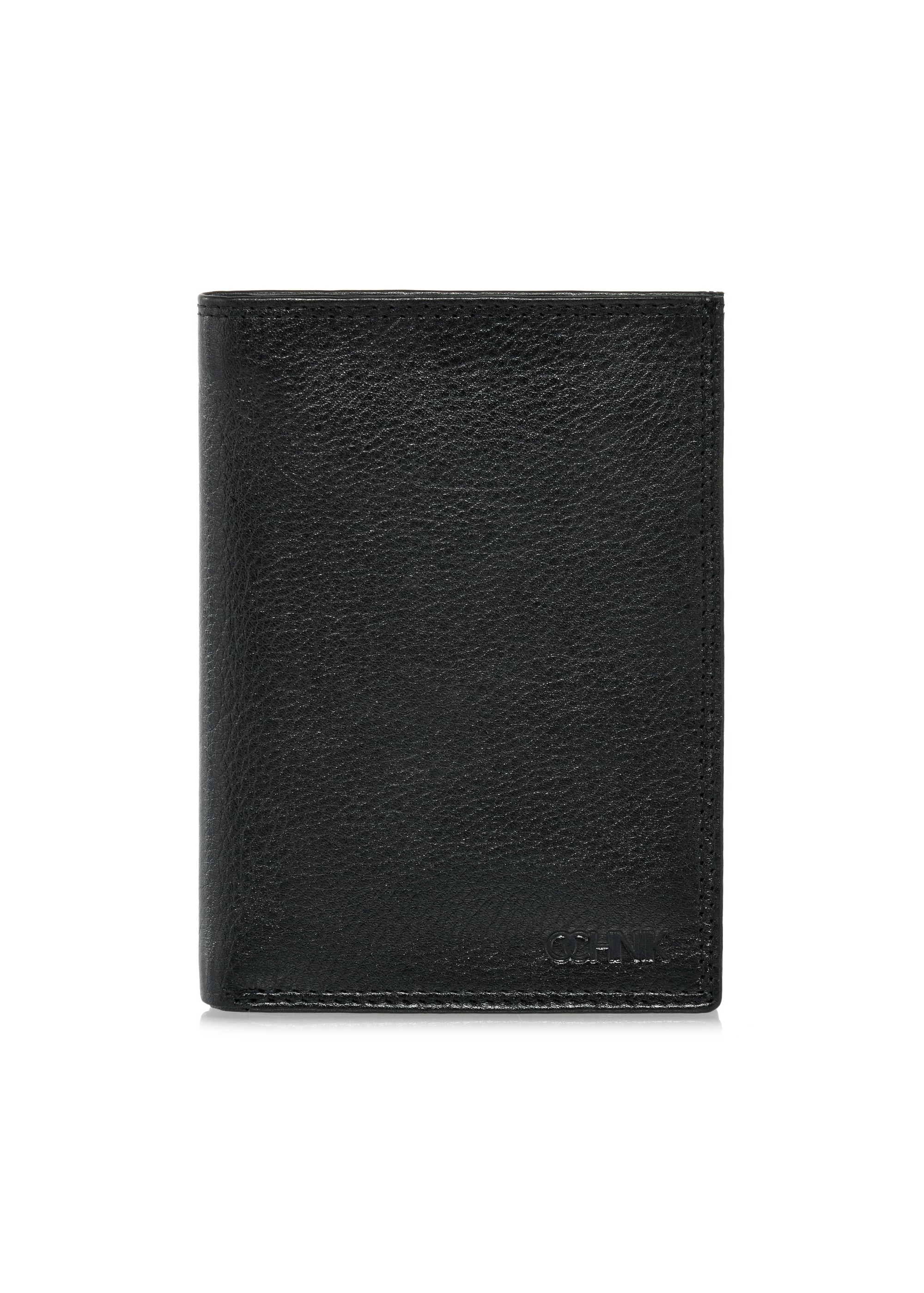 Black leather unbuttoned men's wallet PORMS-0550-99(W24)-01