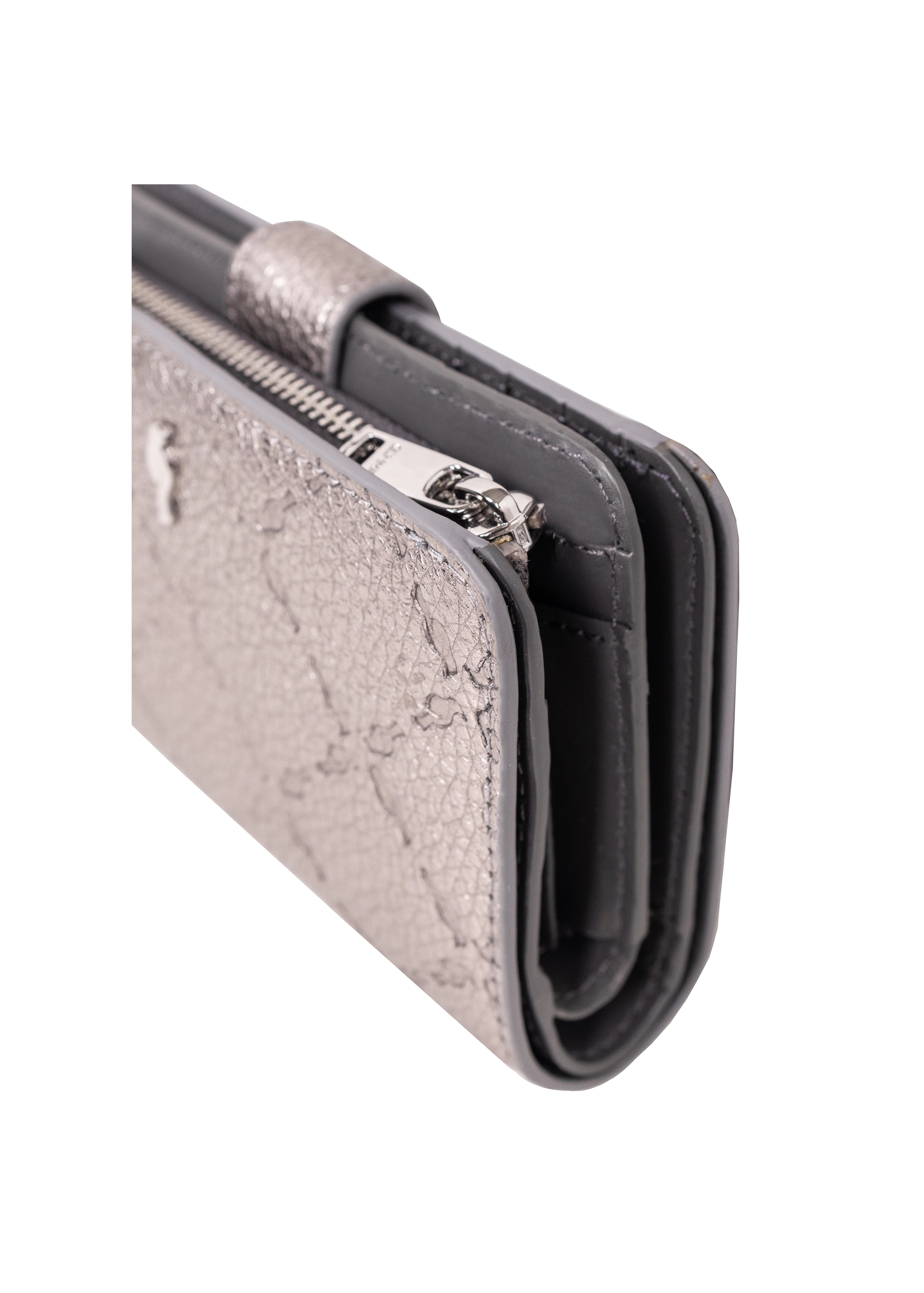 Women's silver leather wallet PORES-0874-92(Z23)-06