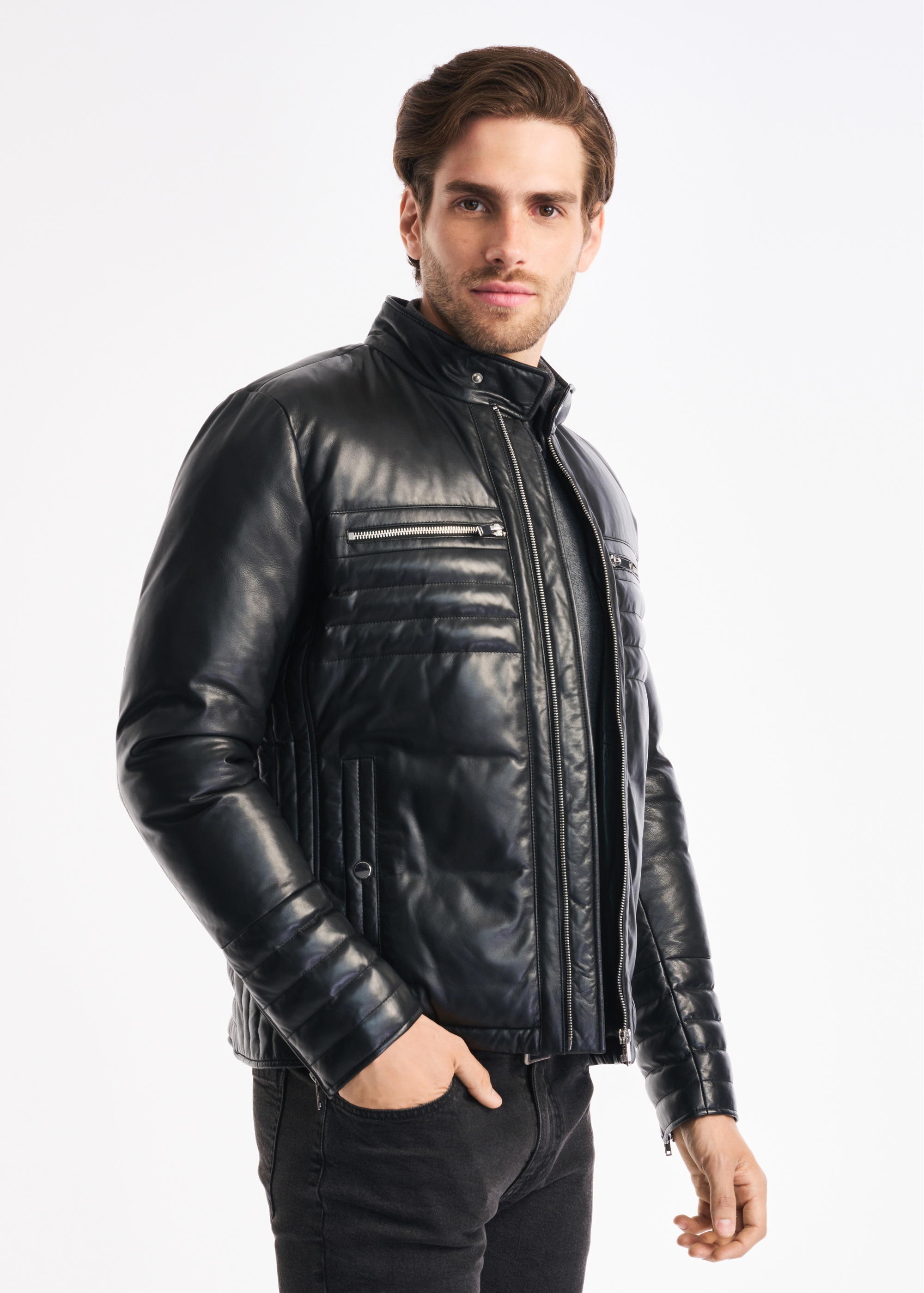 Men's insulated leather jacket KURMS-0273-5339(Z22)-02