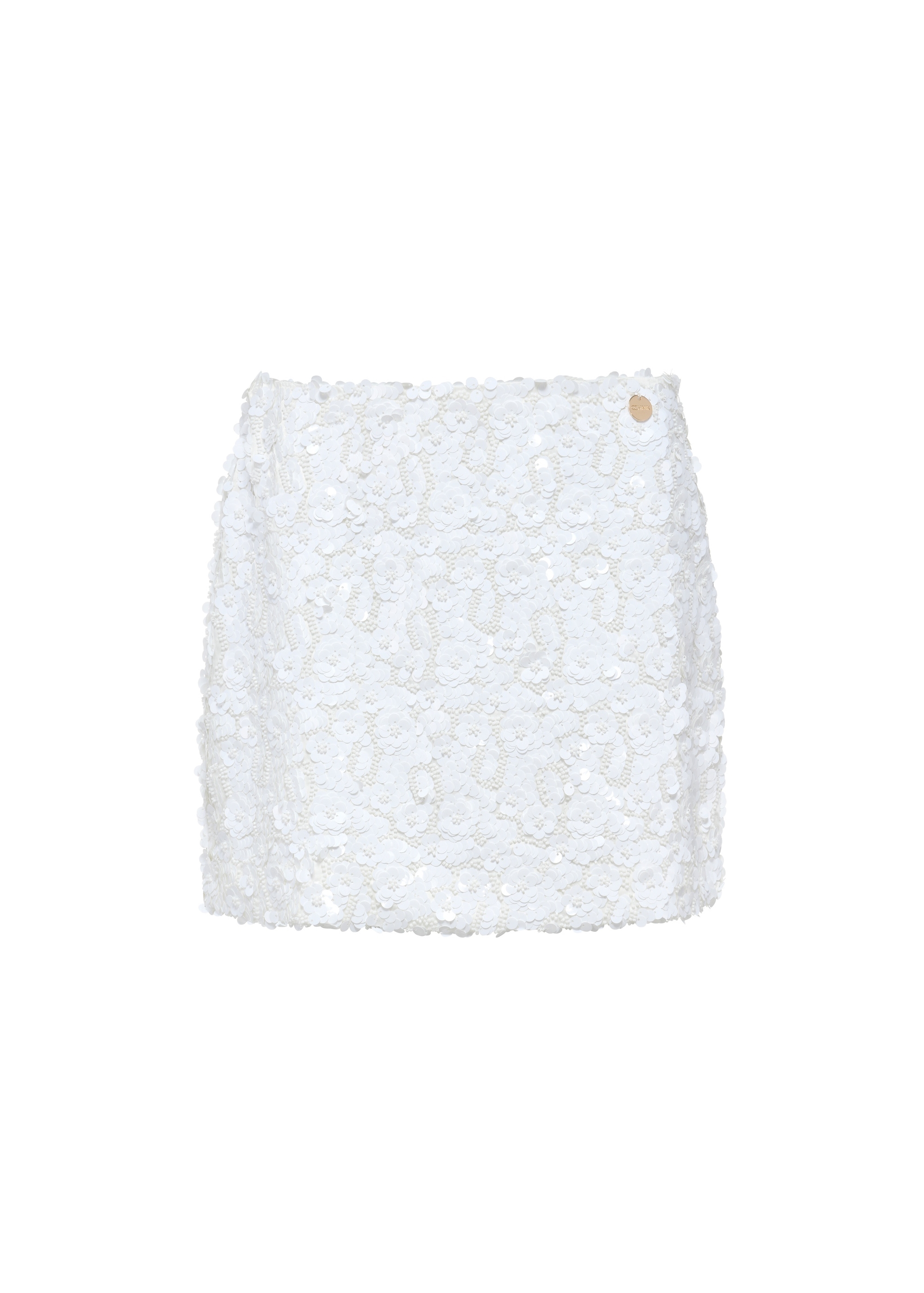 White Sequin Short Skirt SPCDT-0109-12(W25)-05