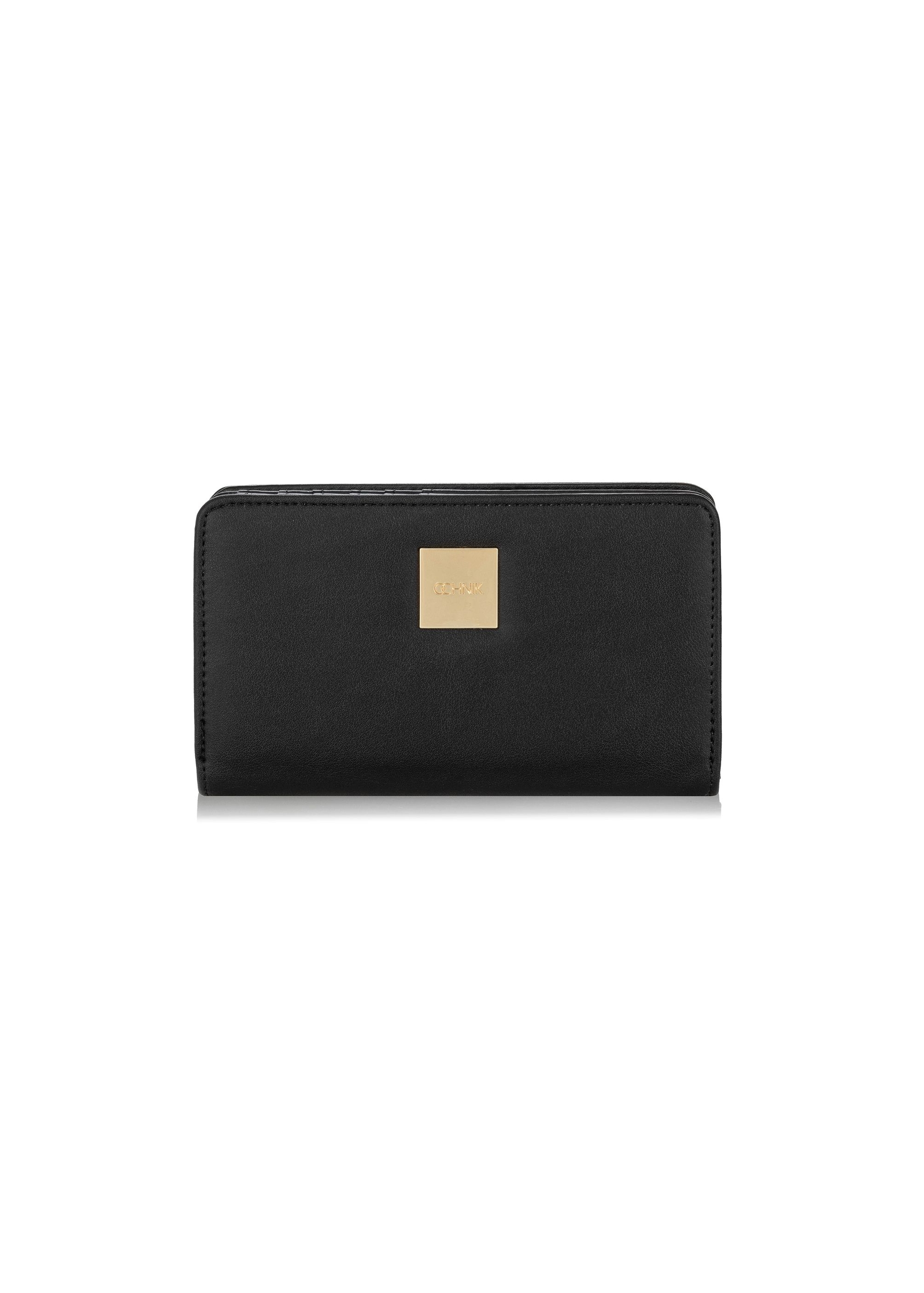 Black women's wallet with logo POREC-0364-99(W24)-01