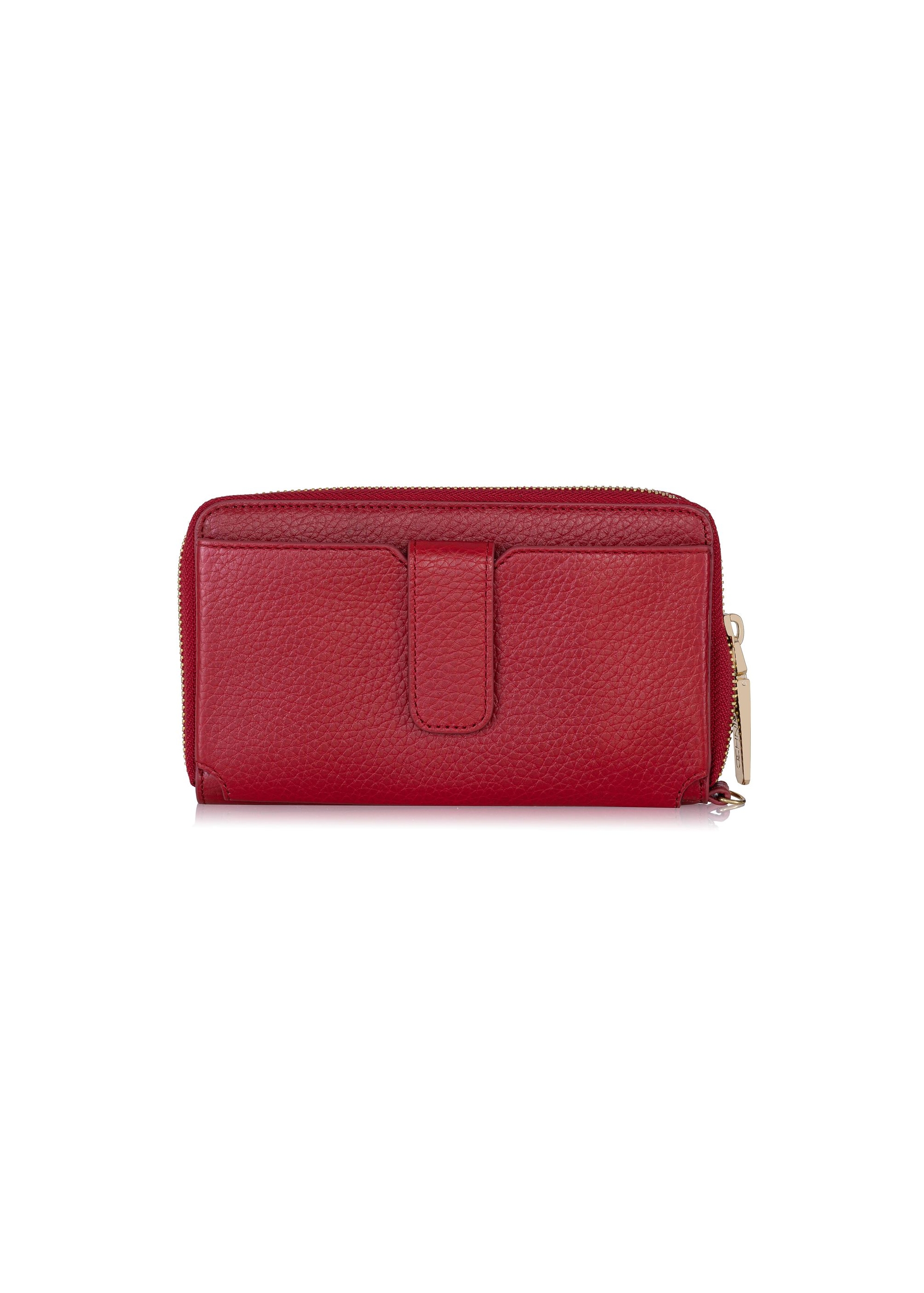 Red leather women's belt wallet PORES-0897-40(Z23)-03