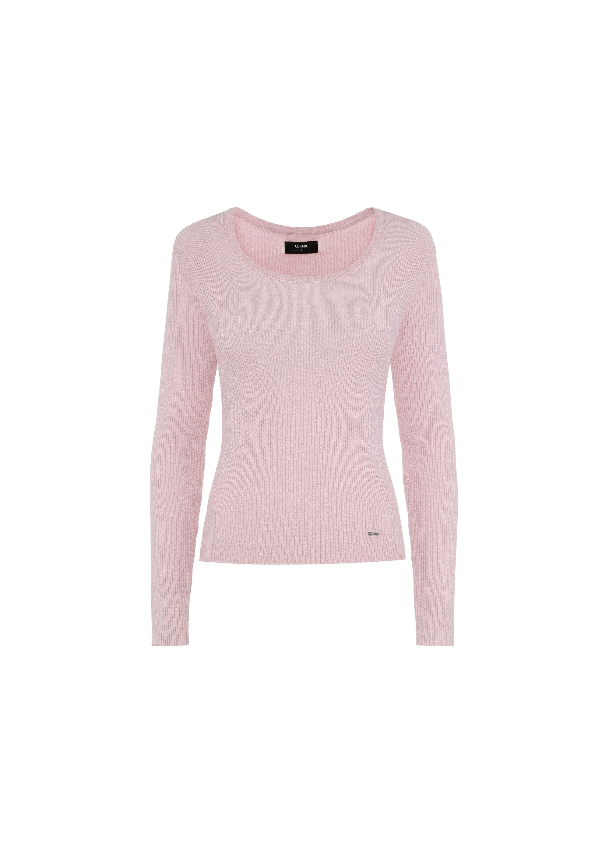 Pink shiny women's sweater SWEDT-0217-34(Z24)-01