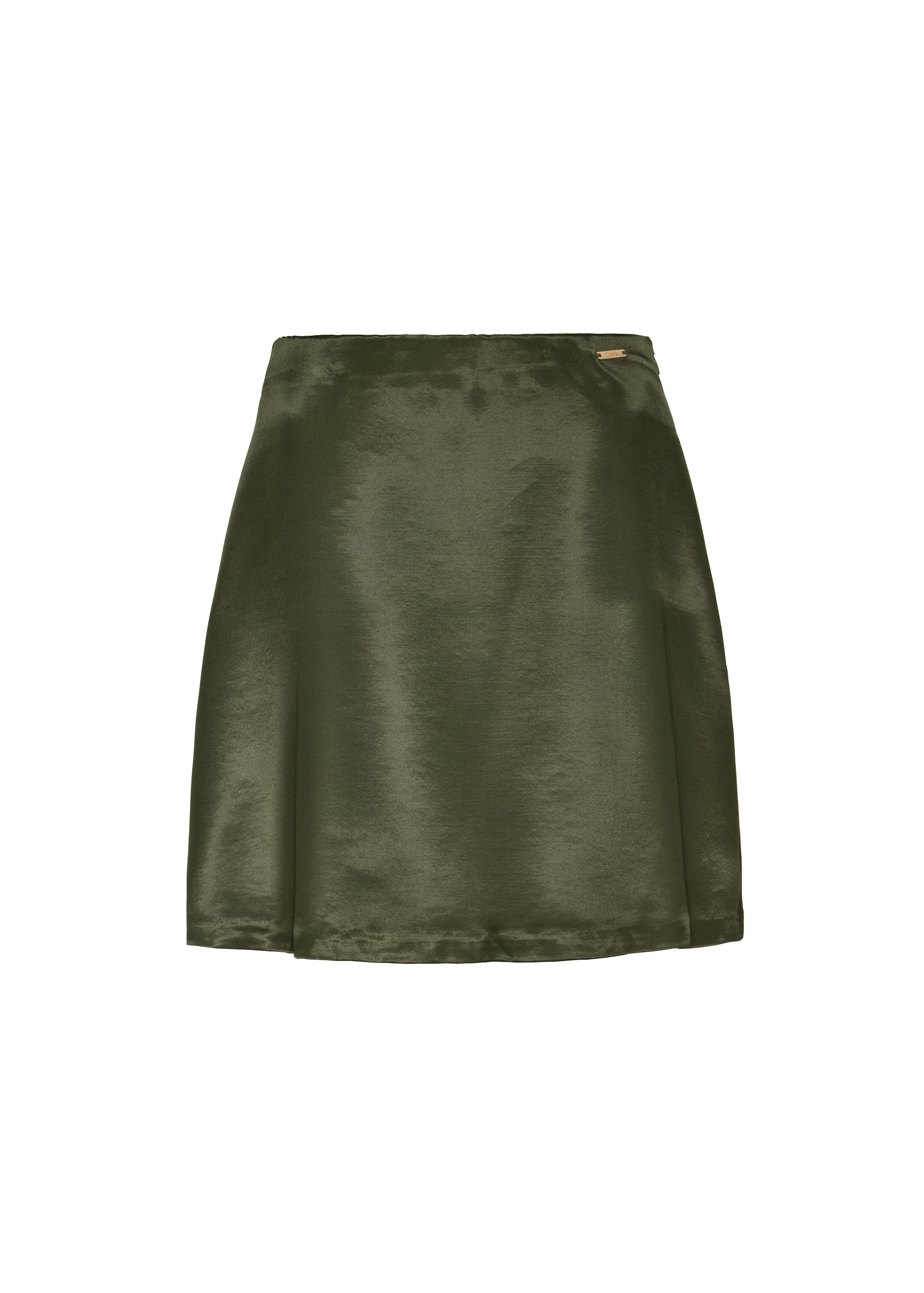 Khaki Satin Mini Skirt SPCDT-0104-55(W25)-04