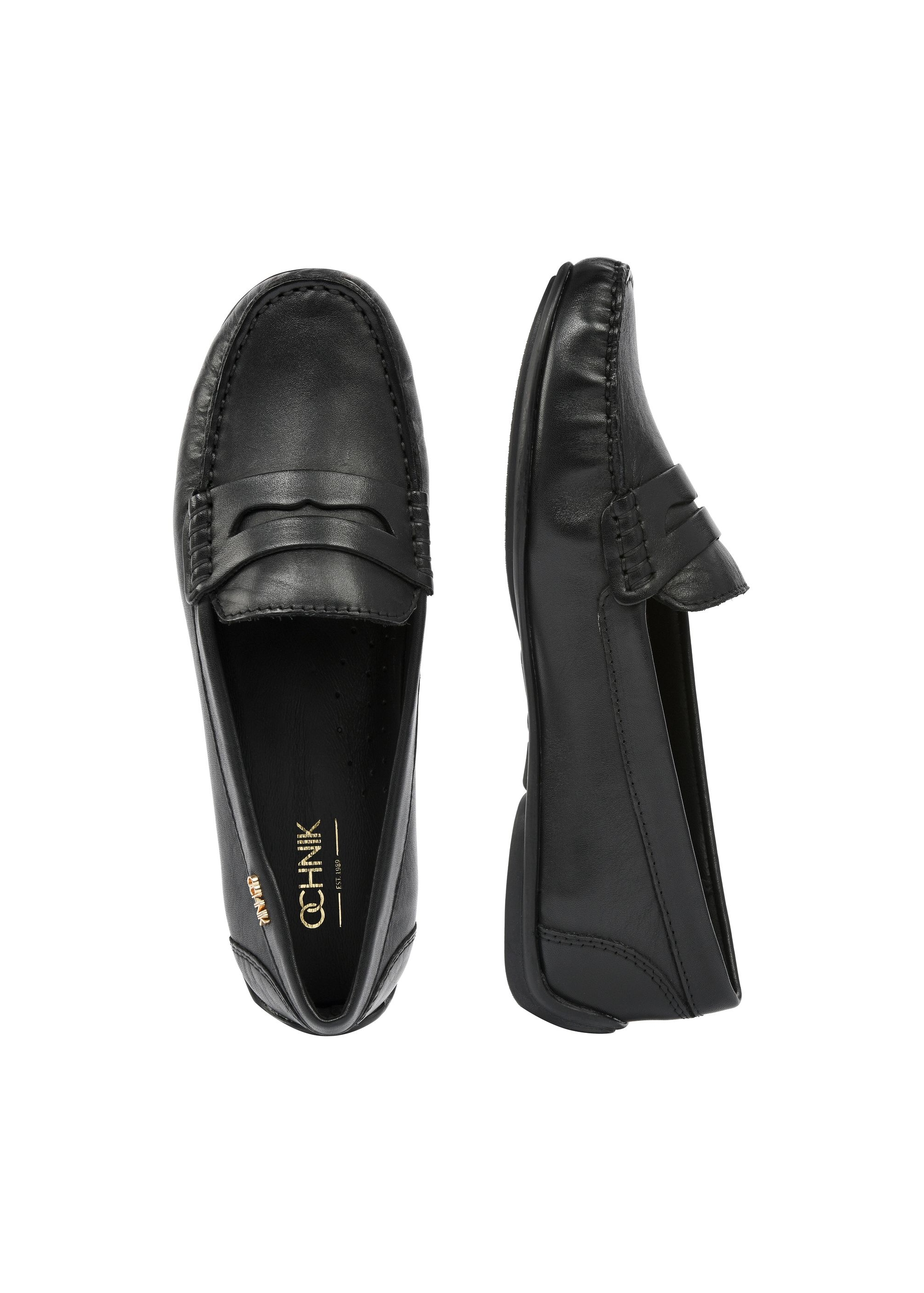 Black leather women's loafers BUTYD-1054A-99(W25)-06