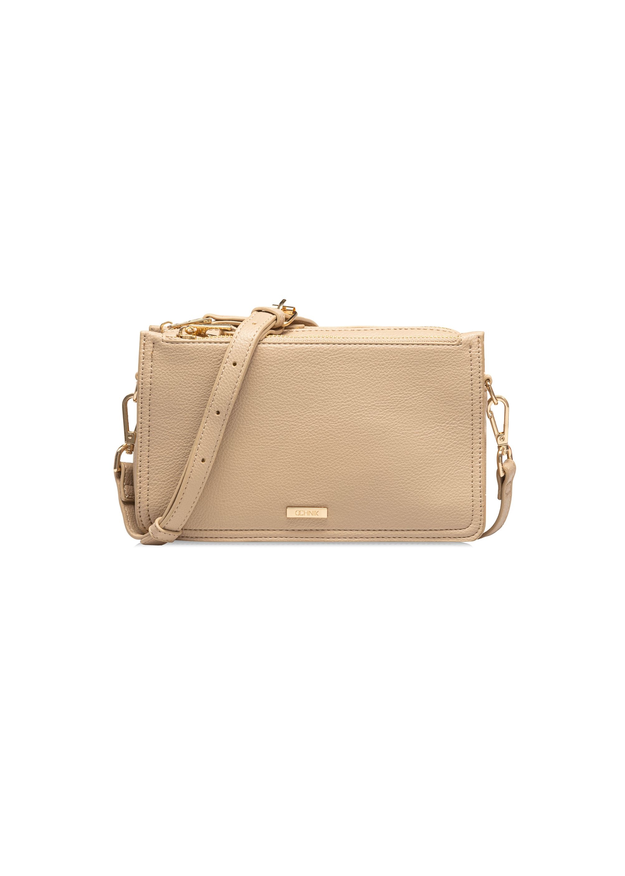 Beige three-compartment women's handbag TOREC-1016-81(W25)-01