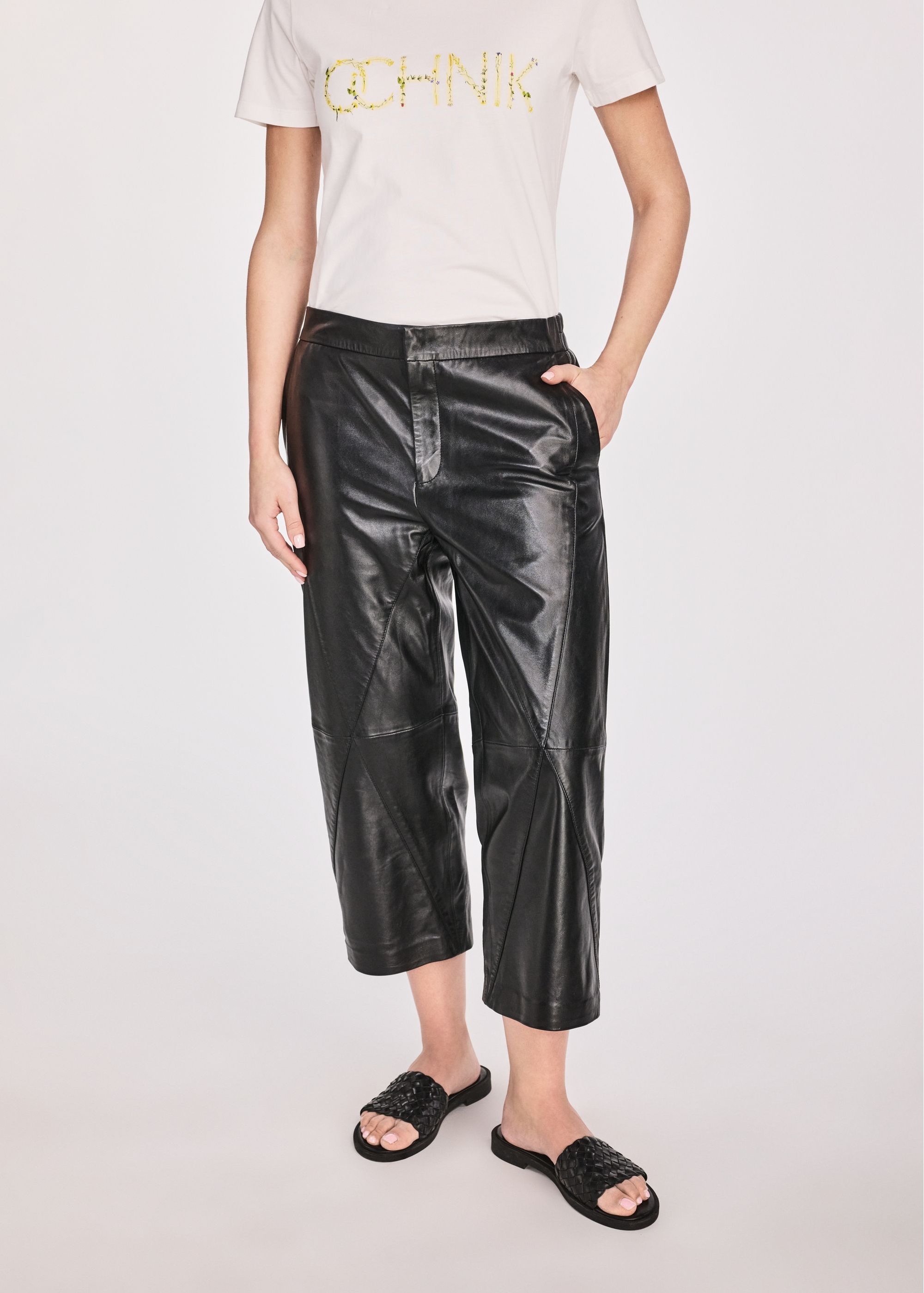 Black women's leather pants SPODS-0043-5339(W25)-02