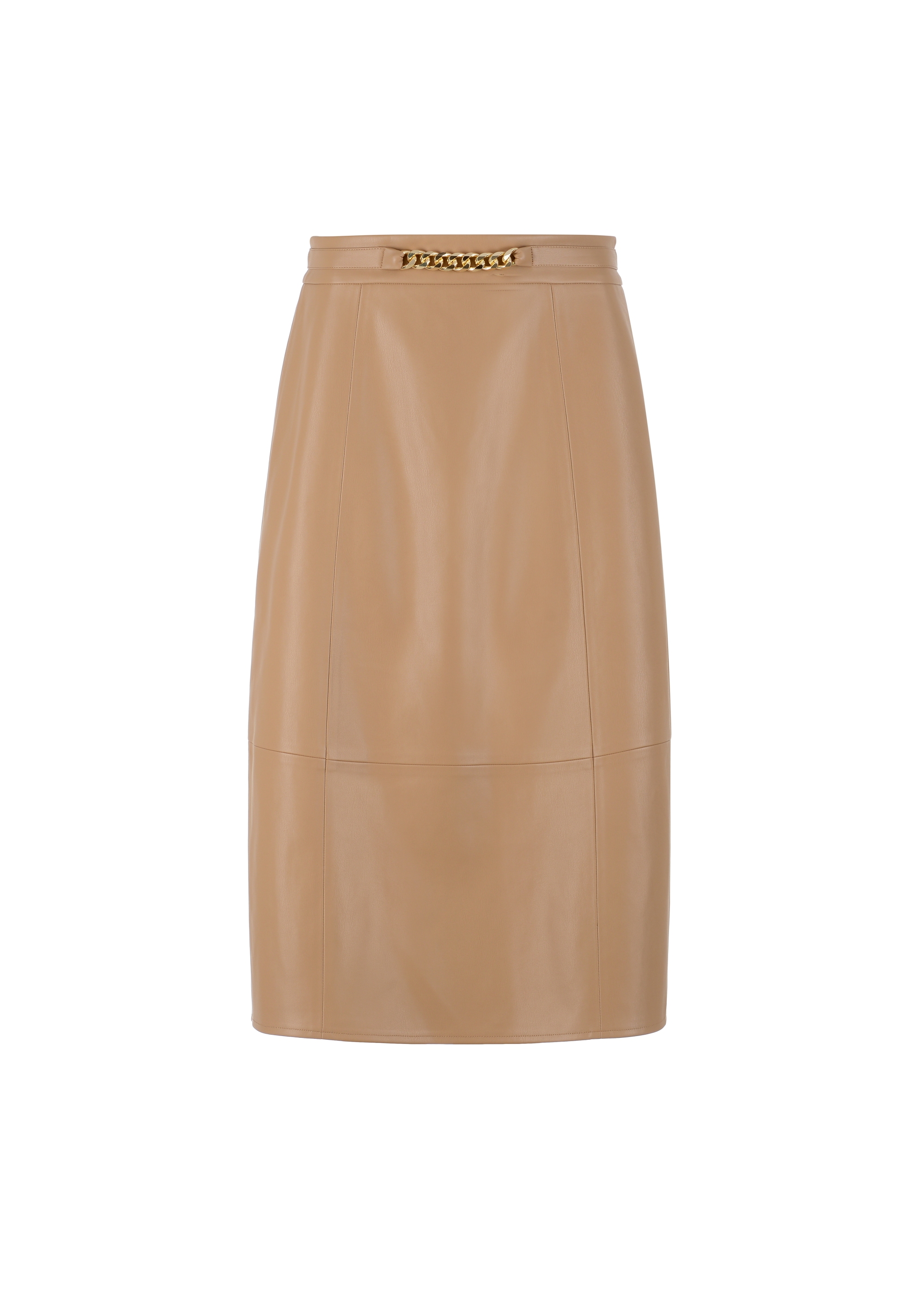 Beige imitation leather skirt SPCDP-0002-81(W23)-04