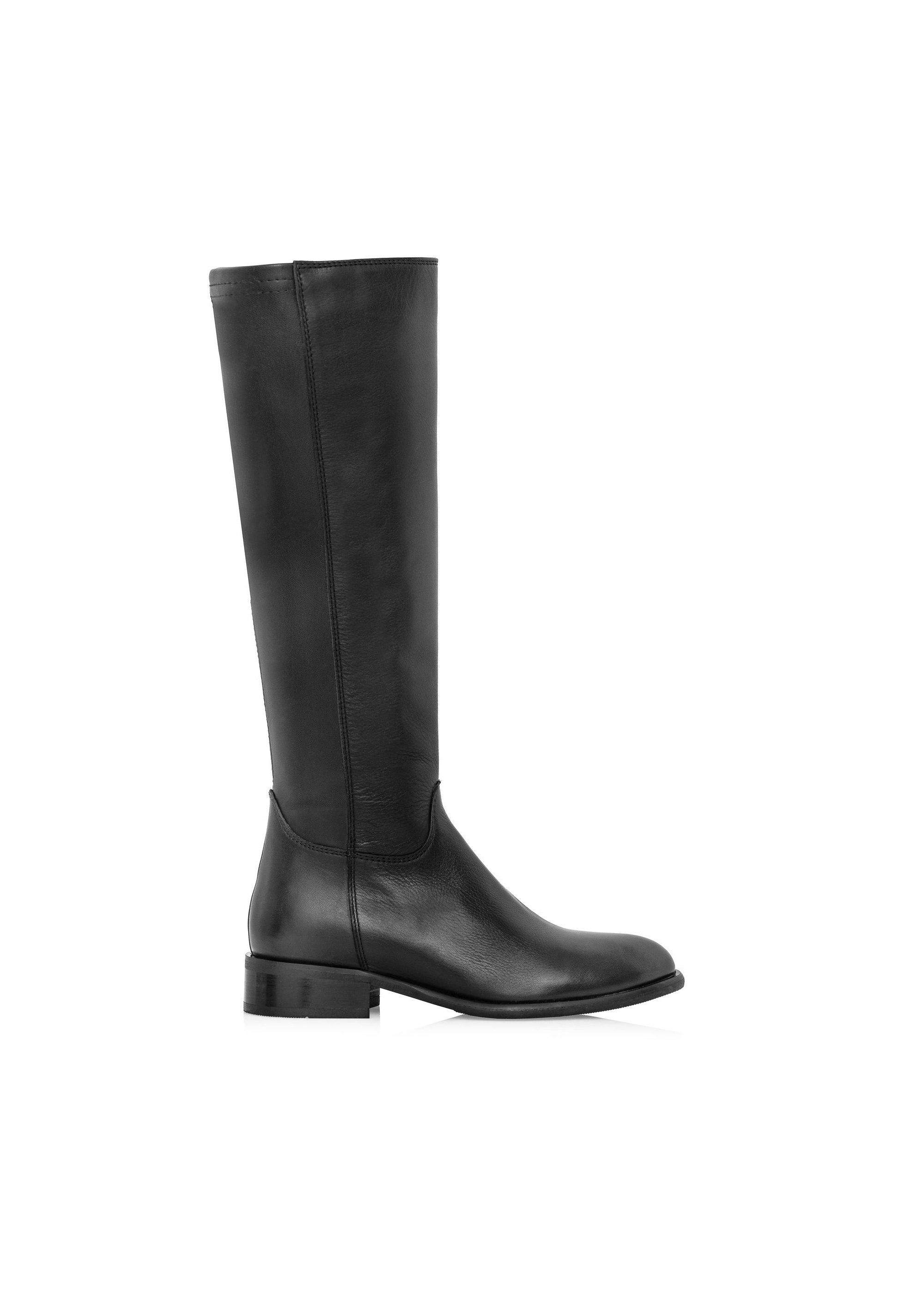 Black leather boots BUTYD-1135-99(Z24)-01