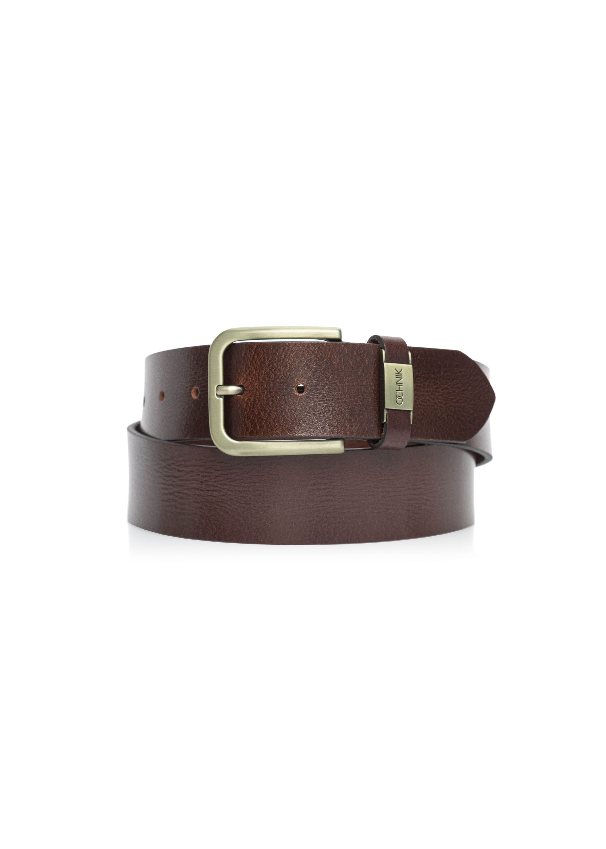 Brown leather men's belt PASMS-0129-89(Z24)