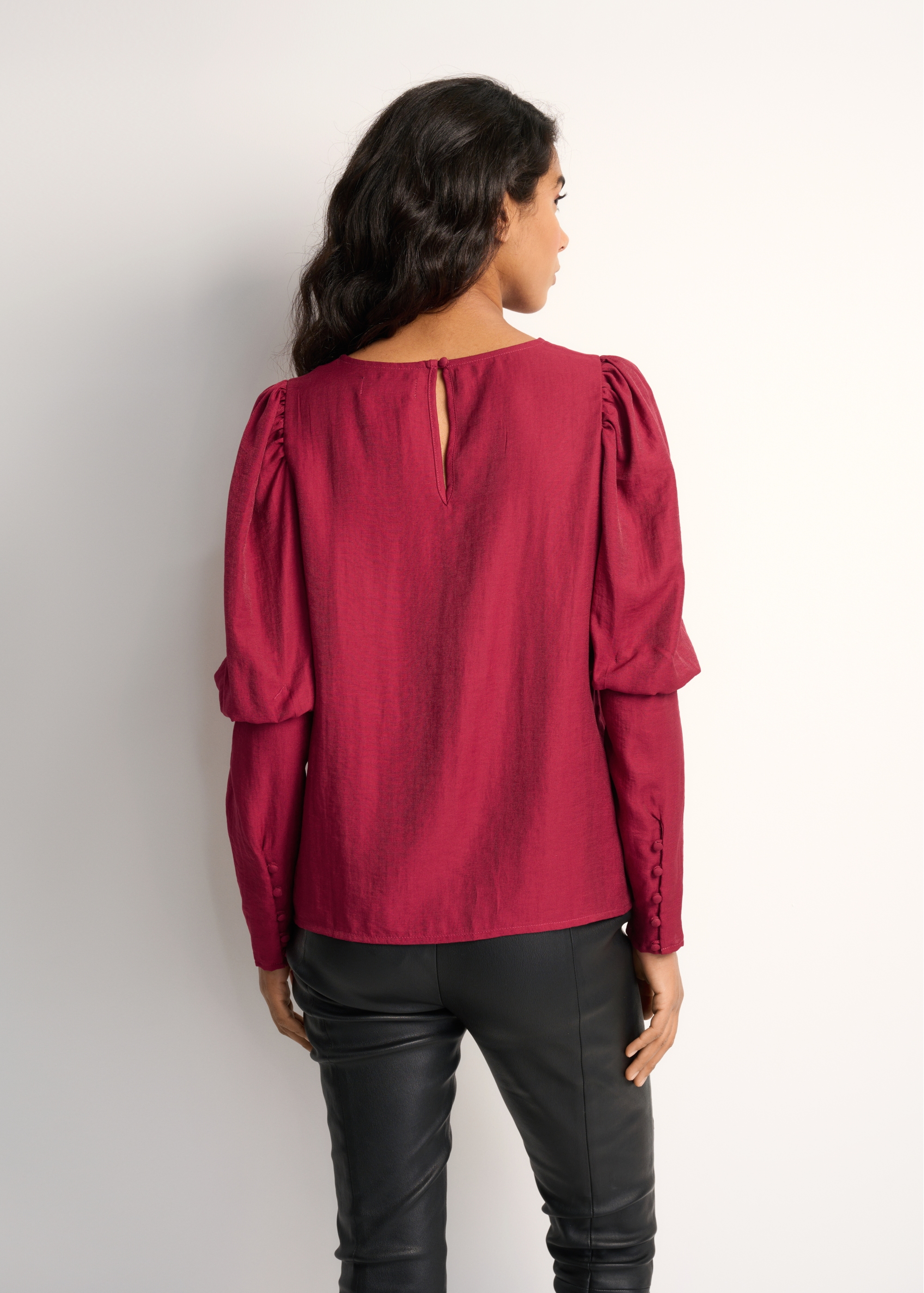 Maroon women's blouse with buffets BLUDT-0154-49(Z22)-03