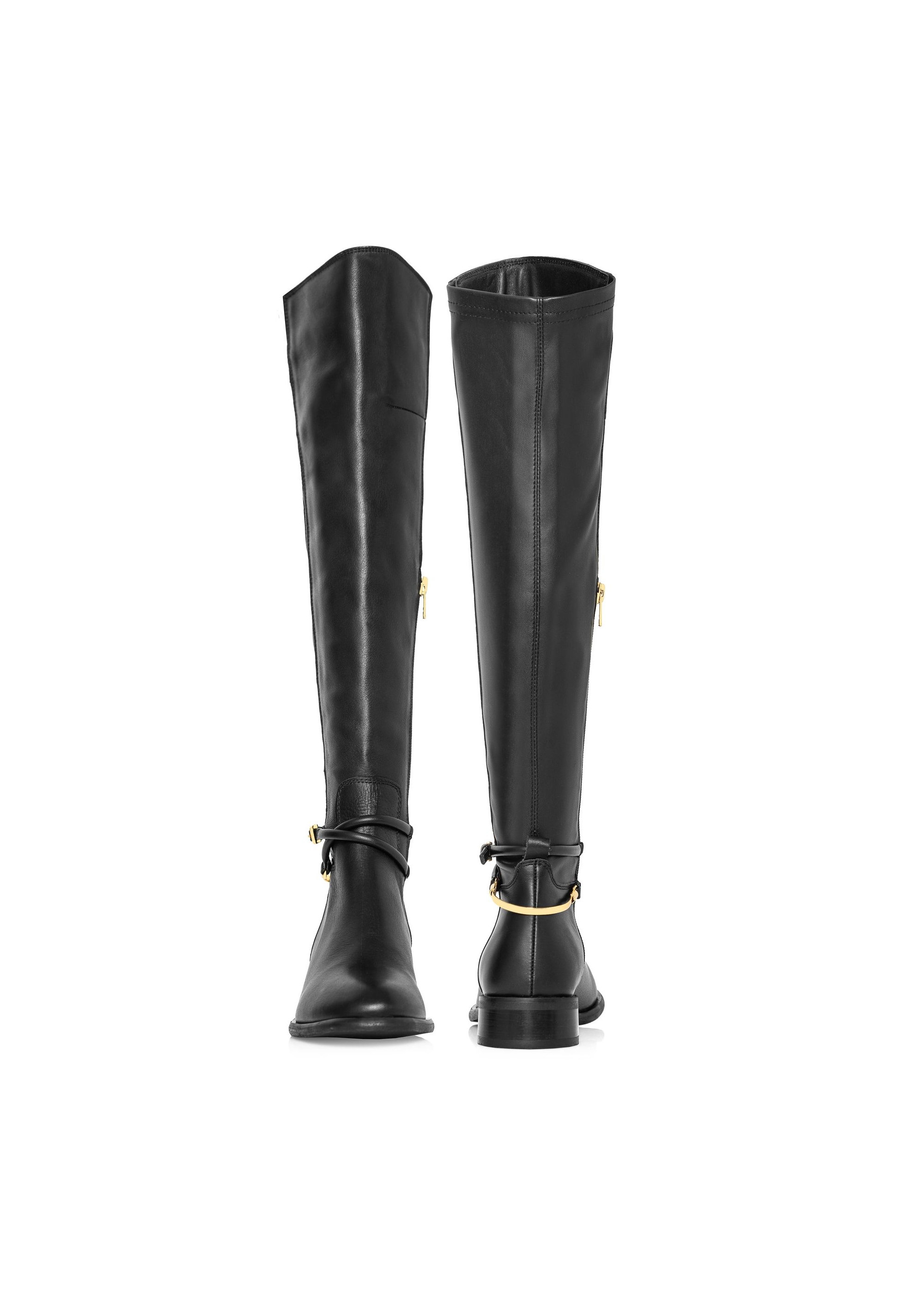 Black leather women's boots BUTYD-1136-99(Z24)