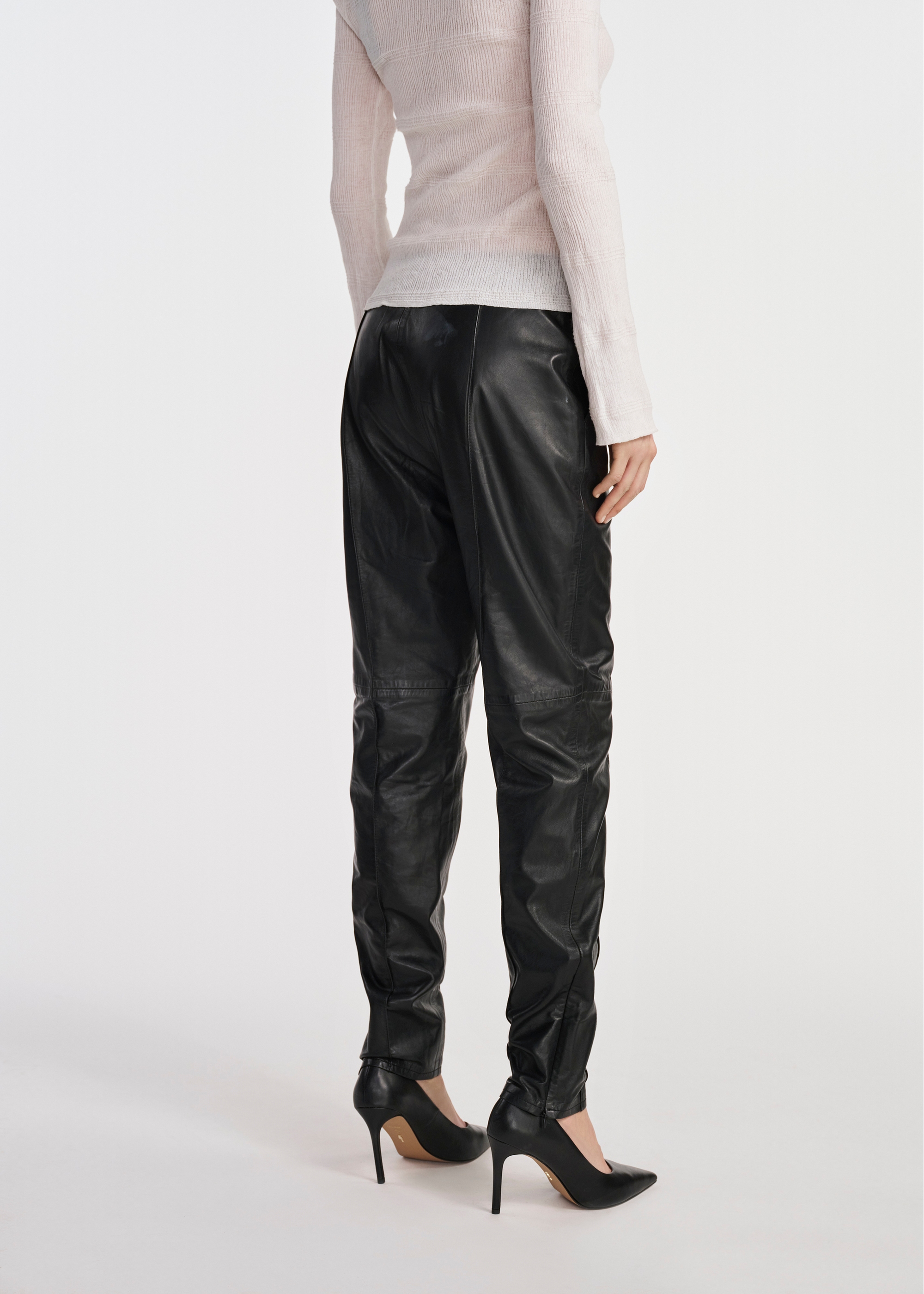 Black women's leather pants SPODS-0044-5339(W25)-04