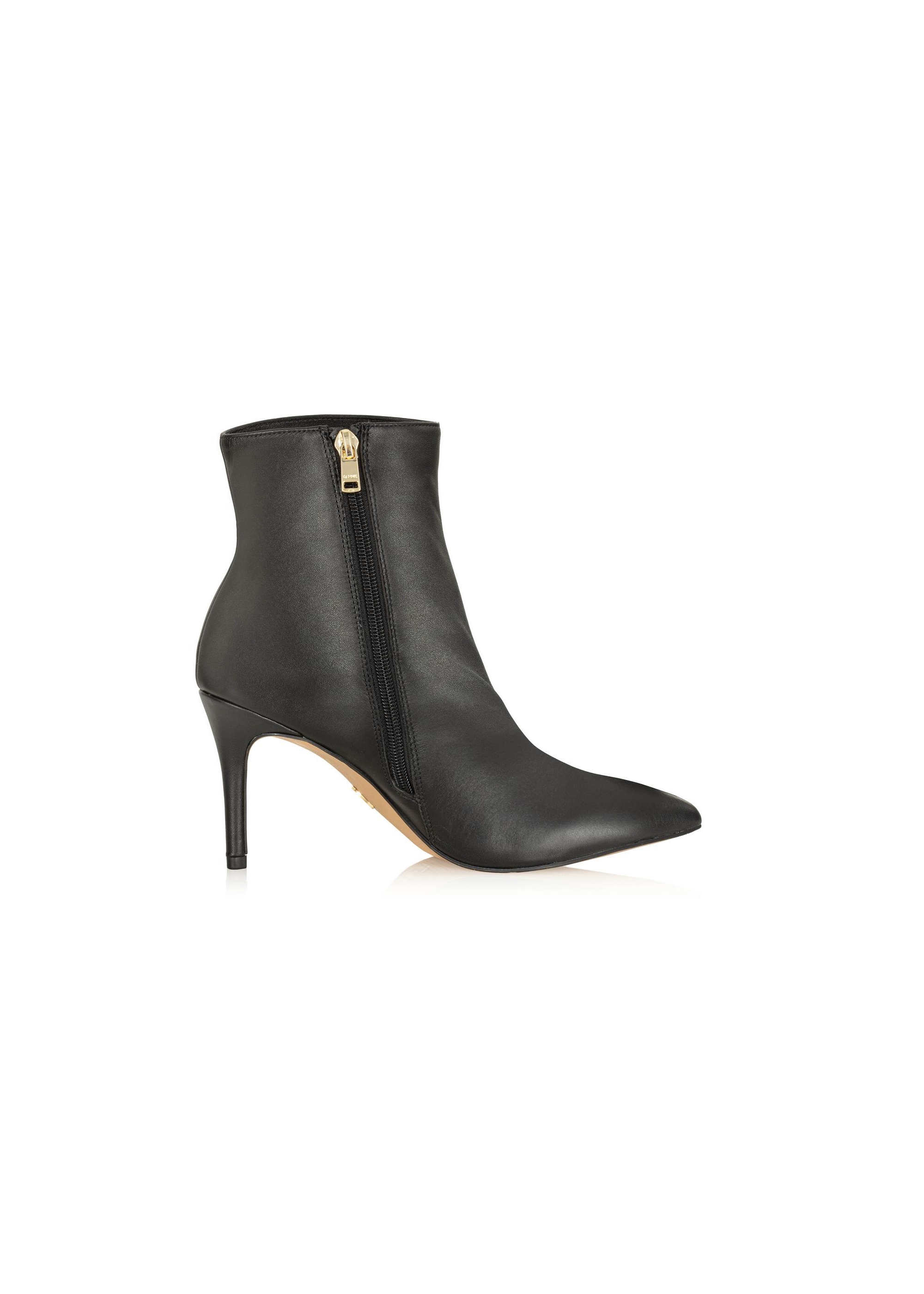 Black leather ankle boots with high heel BUTYD-1122-99(Z24)