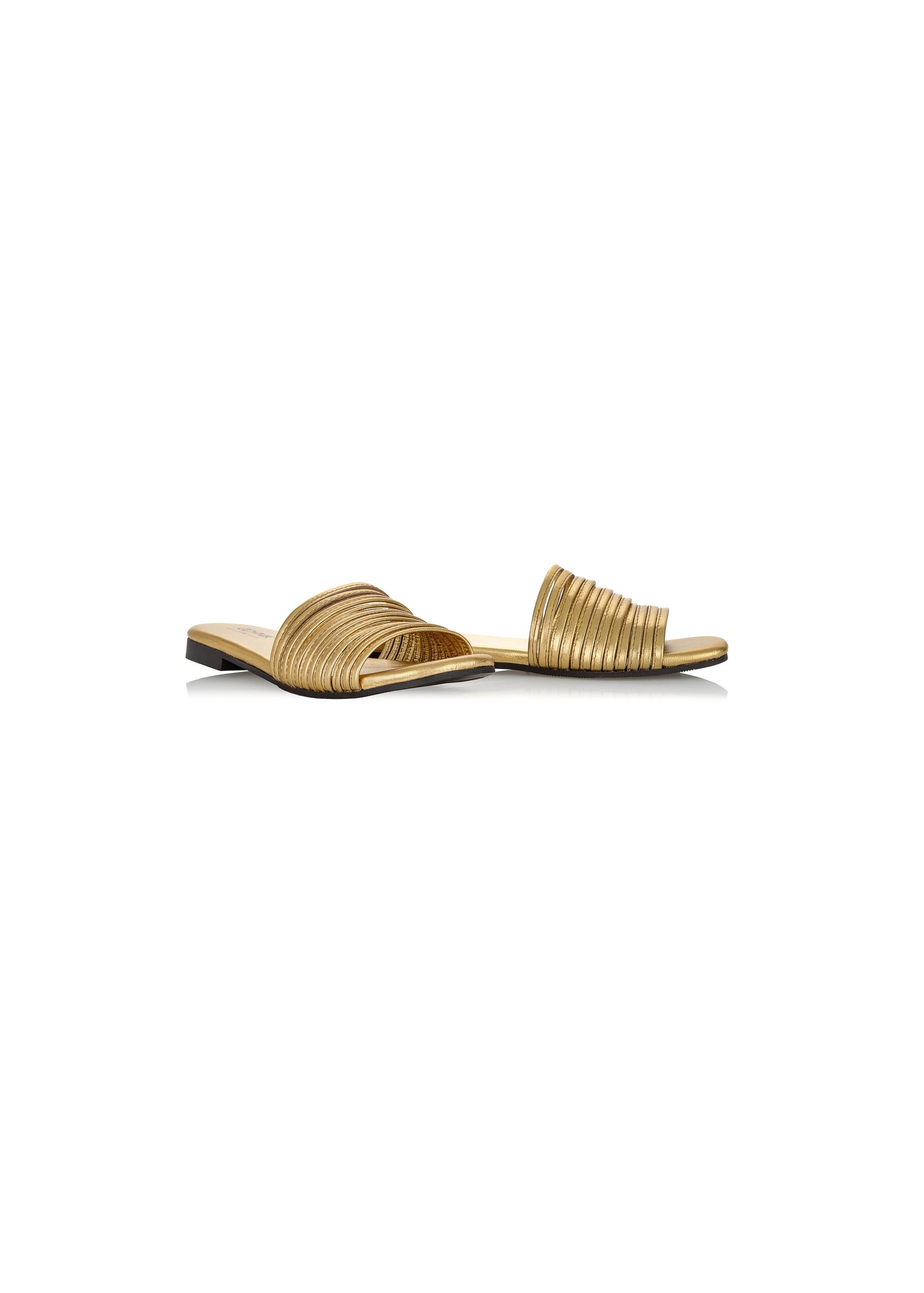 Women's gold leather flip-flops BUTYD-1048-28(W24)-02