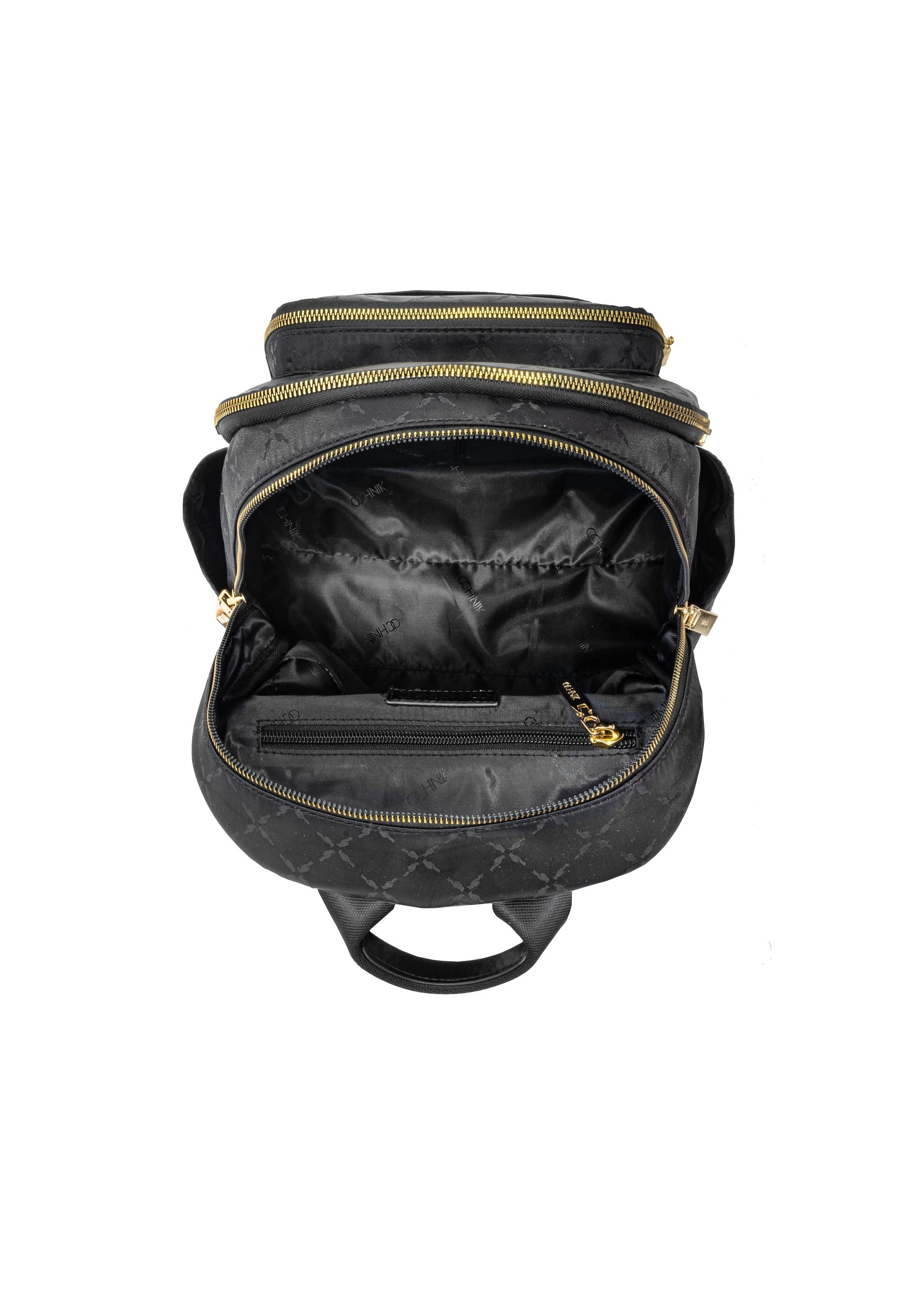 Black women's backpack with monogram TOREN-0255A-99(Z24)-05