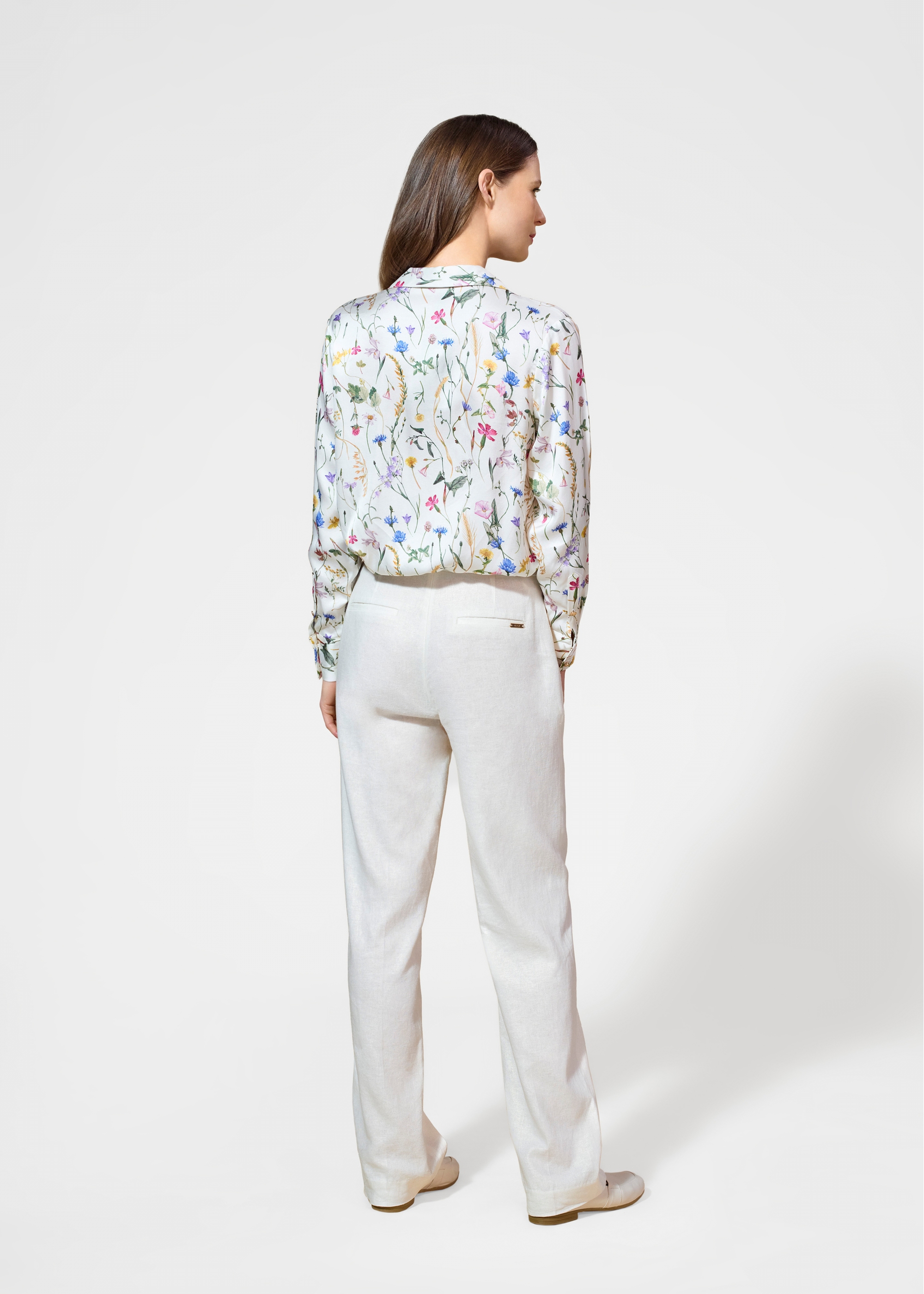 Cream floral women's shirt KOSDT-0155-16(W25)-03