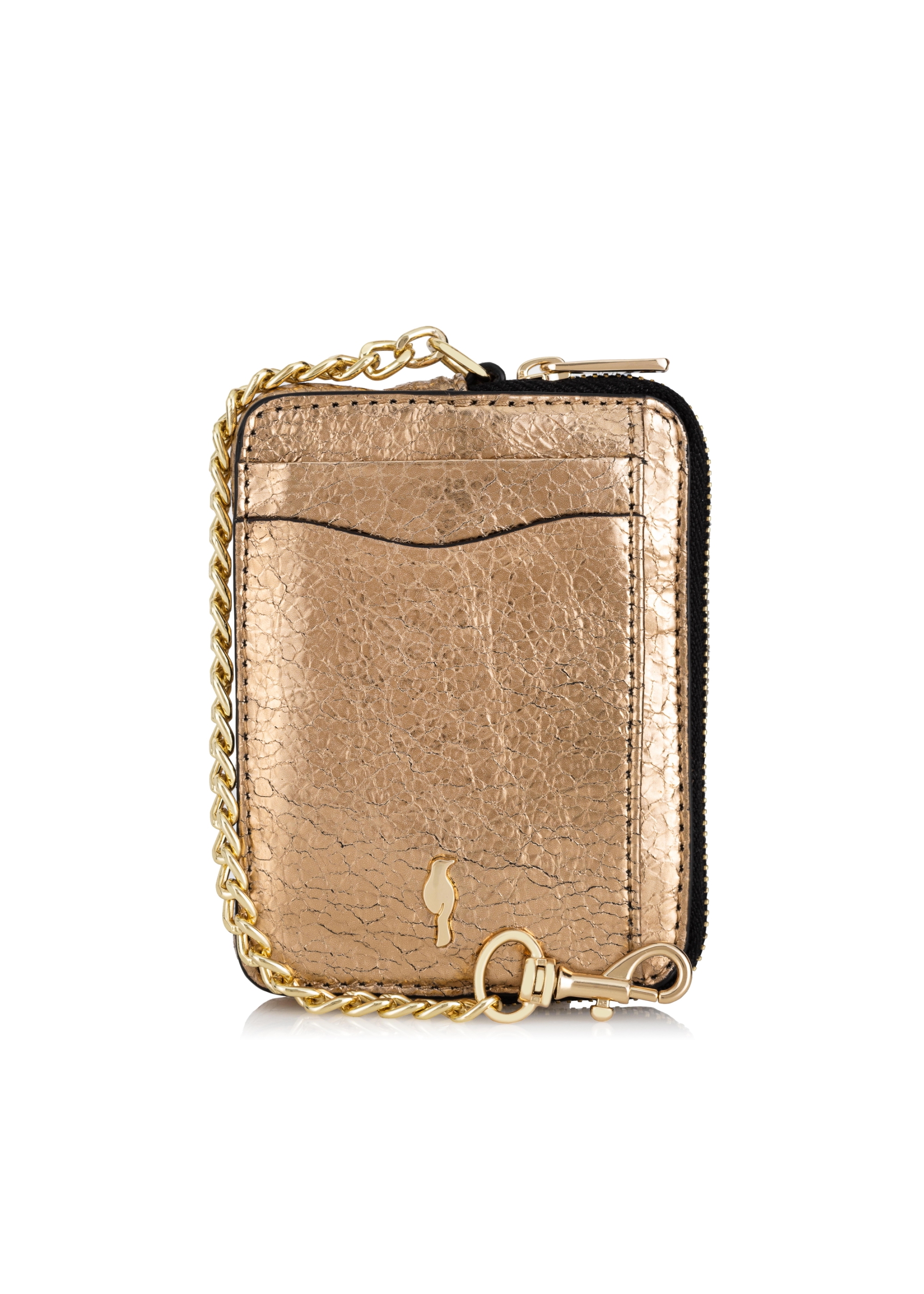 Women's small gold leather wallet PORES-0879-28(Z23)-01