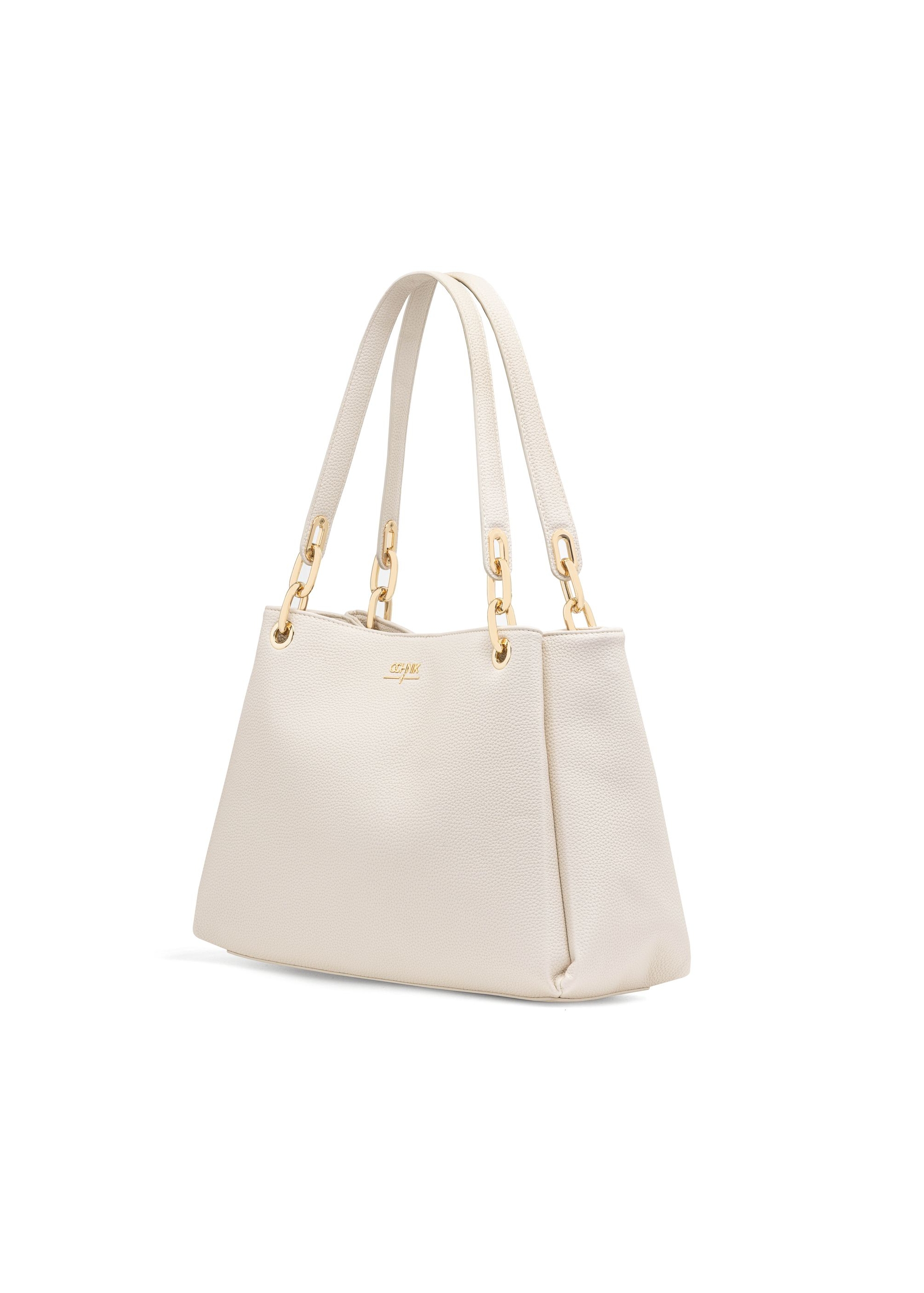 Cream women's imitation leather handbag TOREC-0998-12(W25)-02