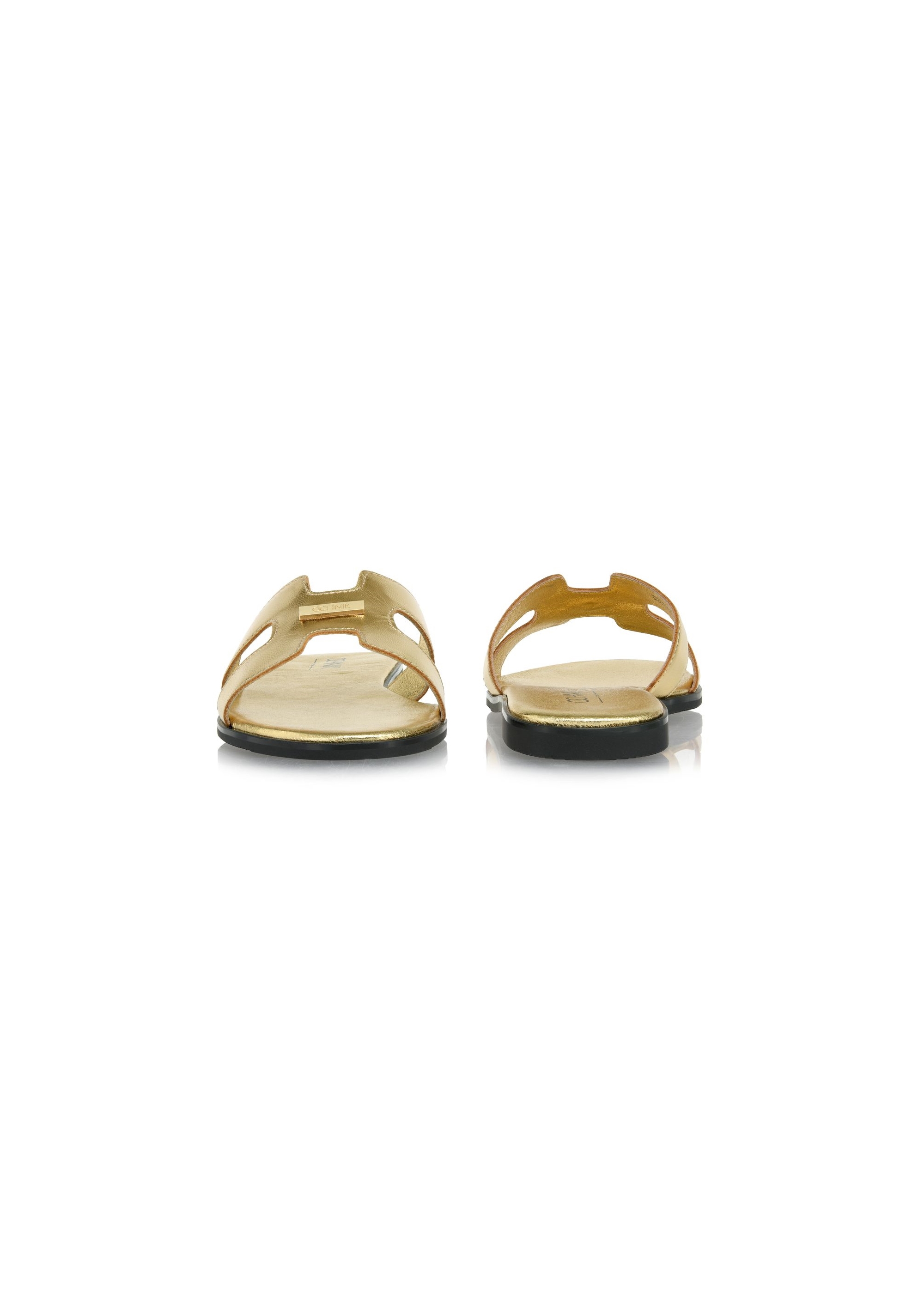 Women's gold leather flip-flops BUTYD-0725B-28(W24)-03