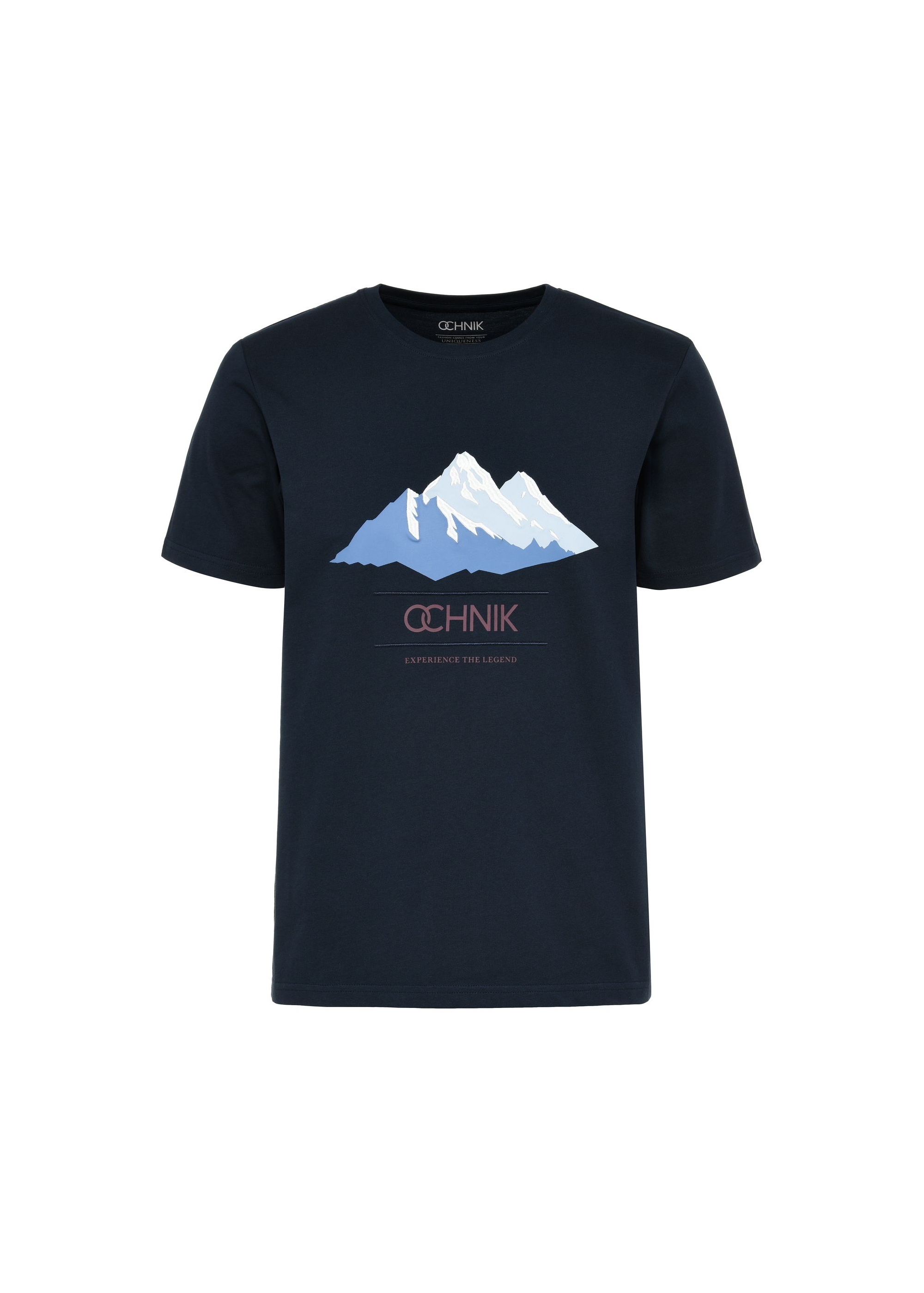 Navy blue men's t-shirt with print TSHMT-0112-68(Z24)-01