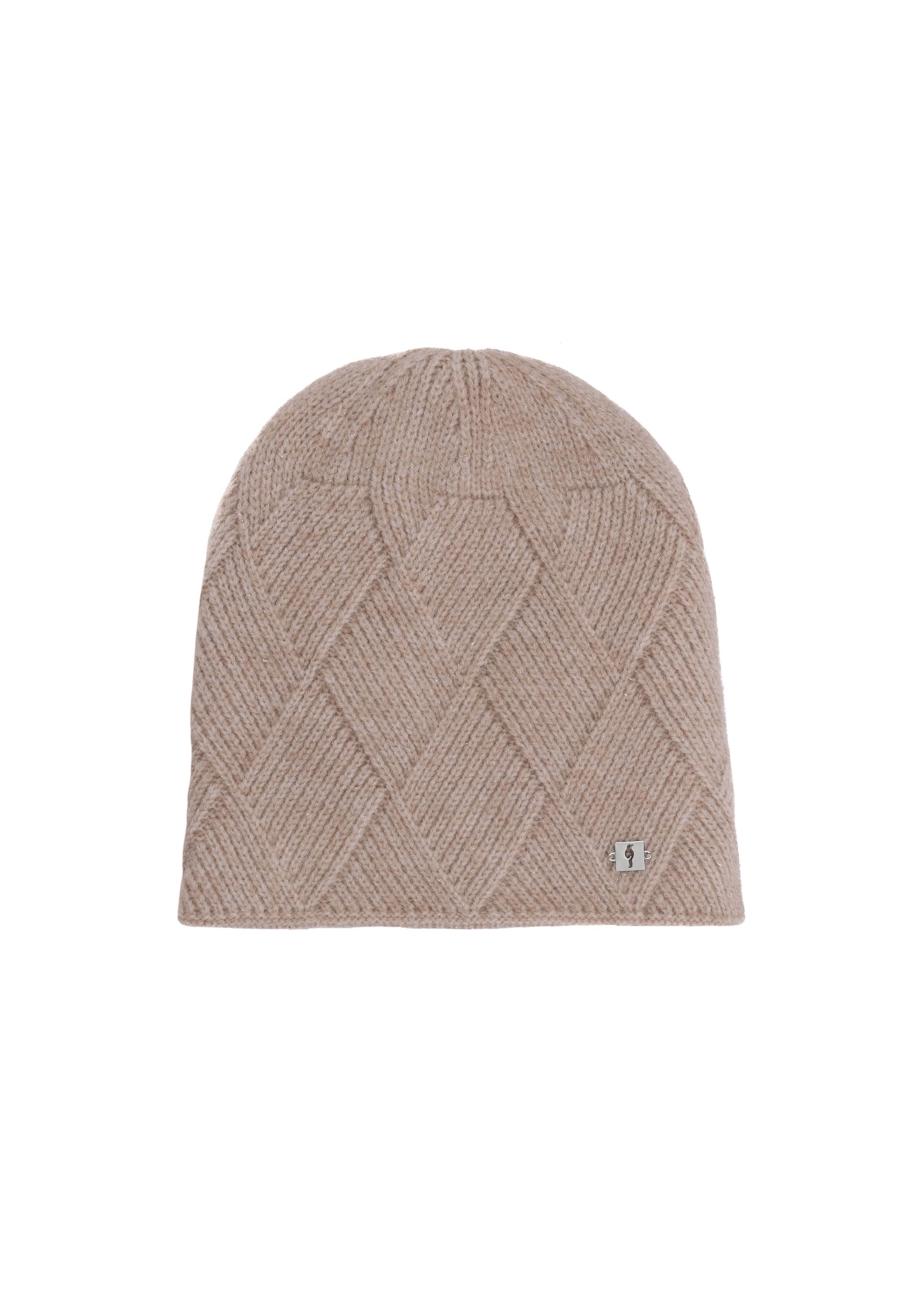 Beige women's winter hat CZADT-0193-81(Z24)-01