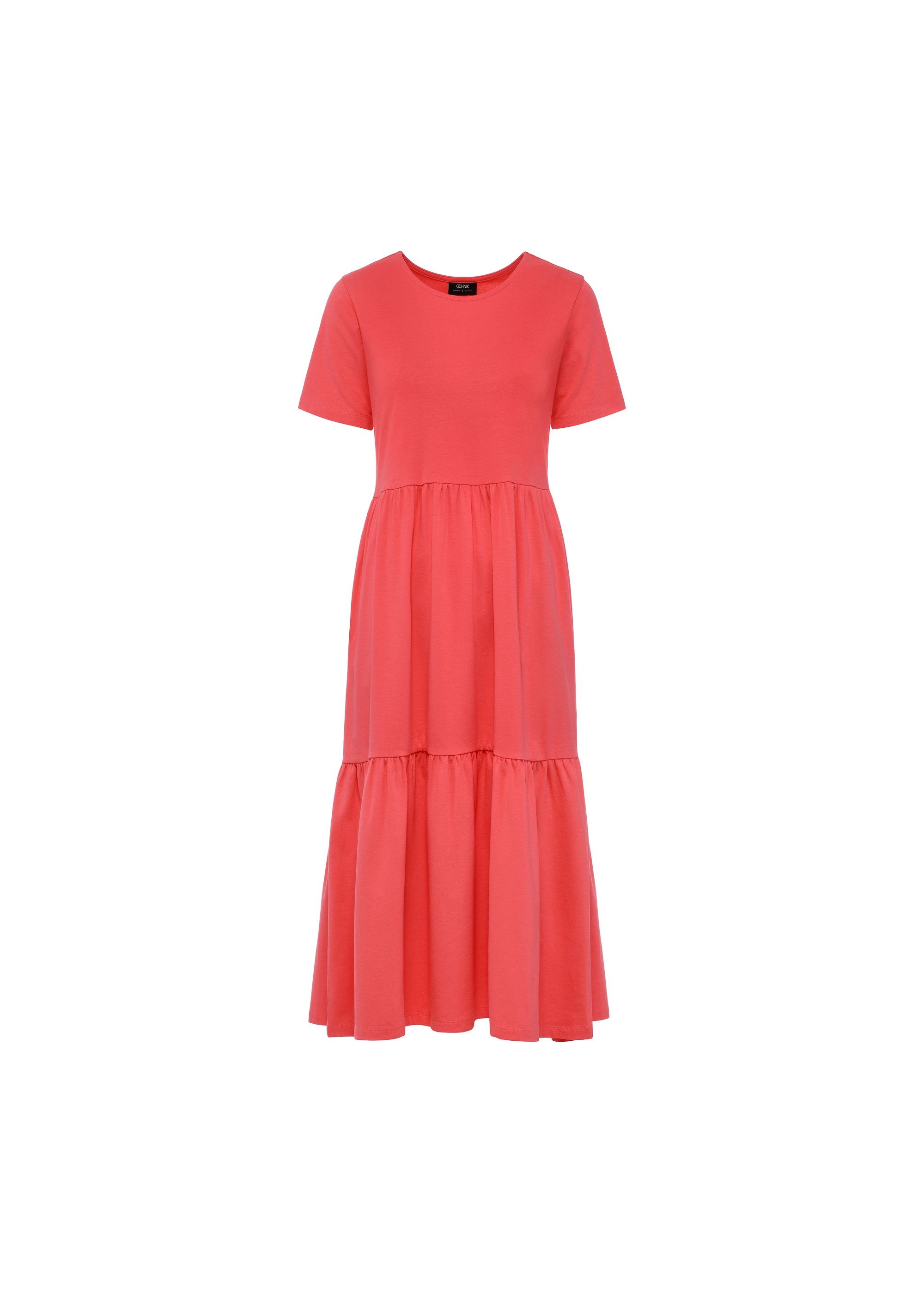 Cotton coral mid-calf dress SUKDT-0223-18(W25)-04