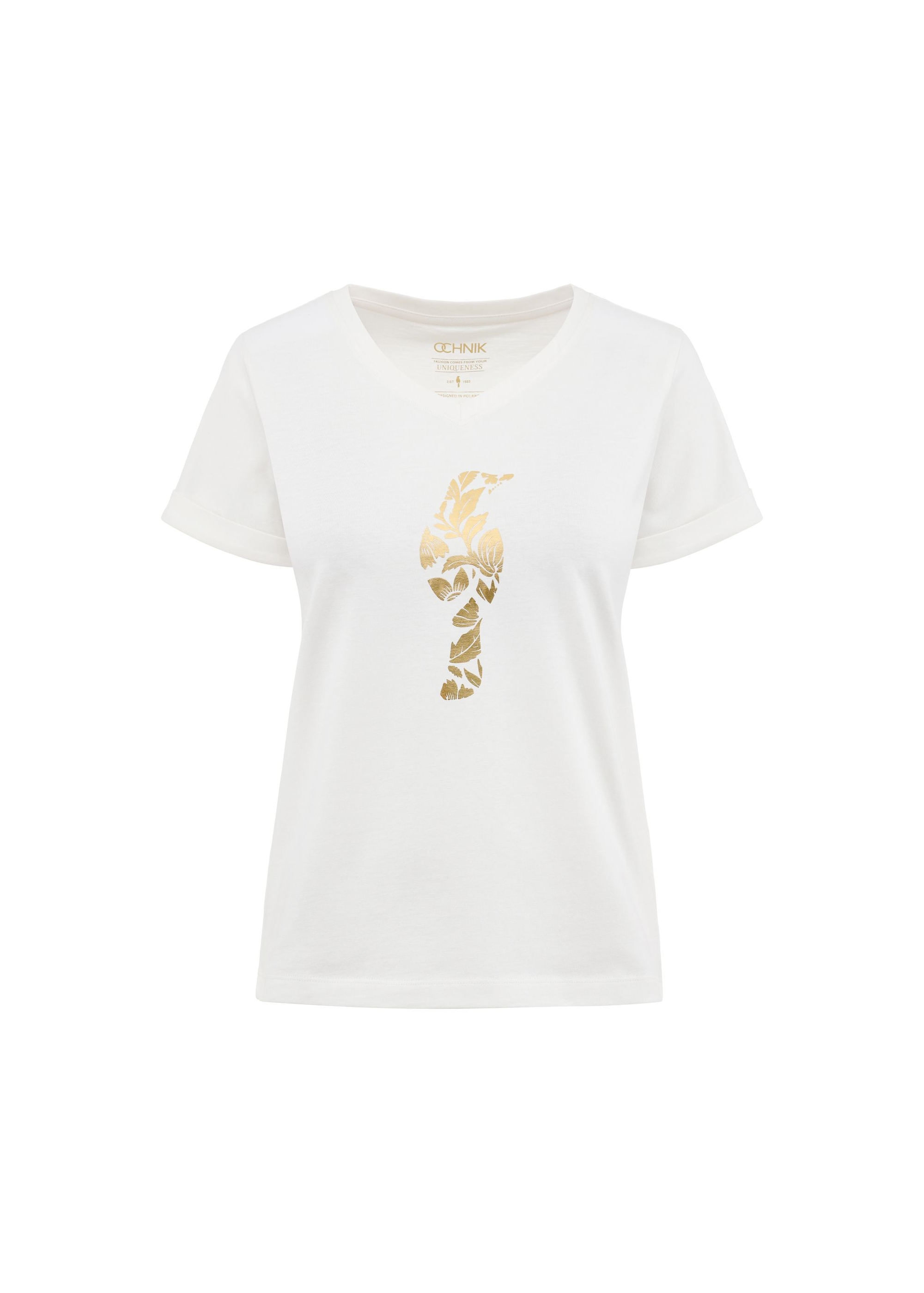 White women's t-shirt with decorative oriole TSHDT-0131-12(Z24)-01