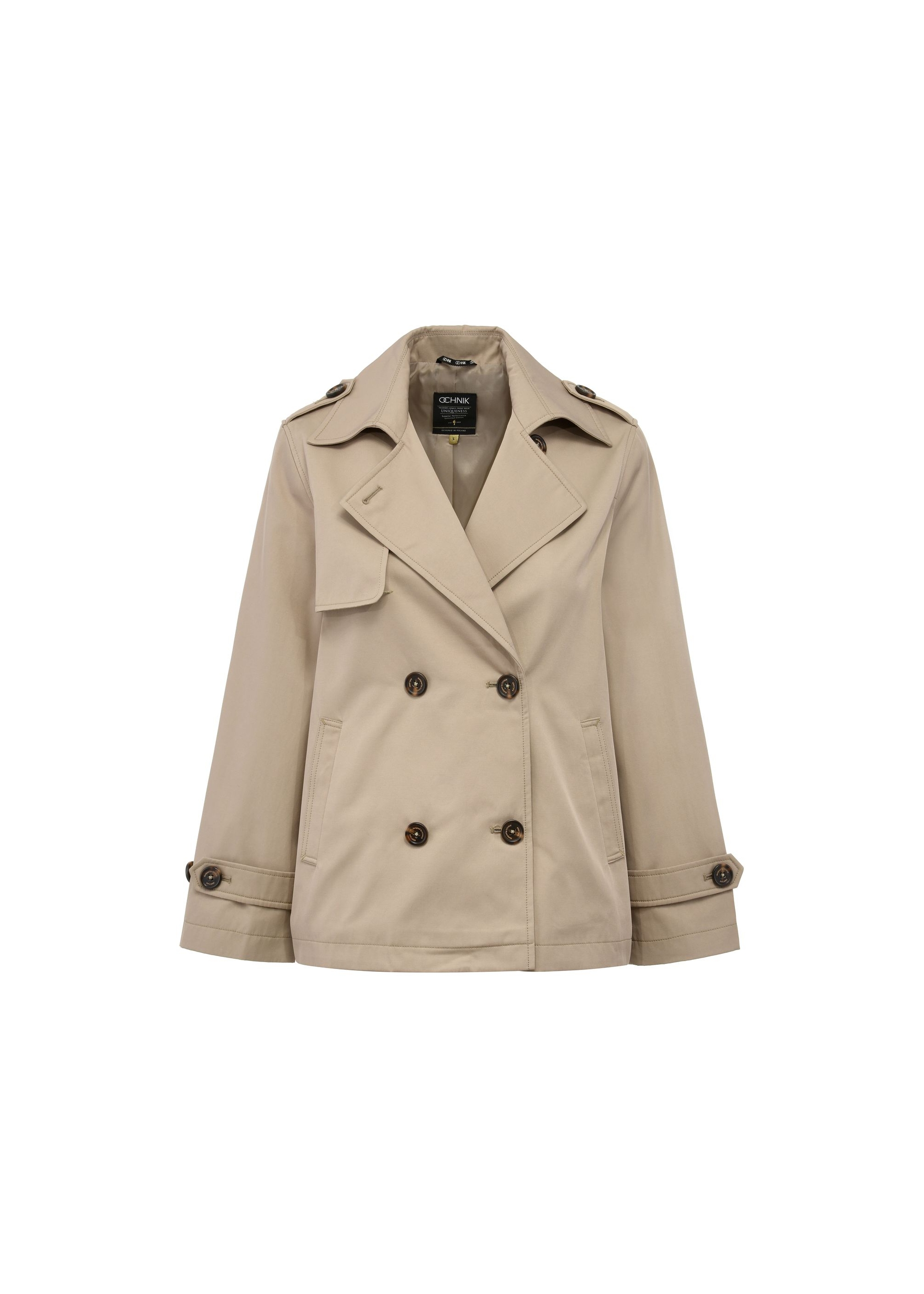 Beige women's pea coat KURDT-0556-24(W25)