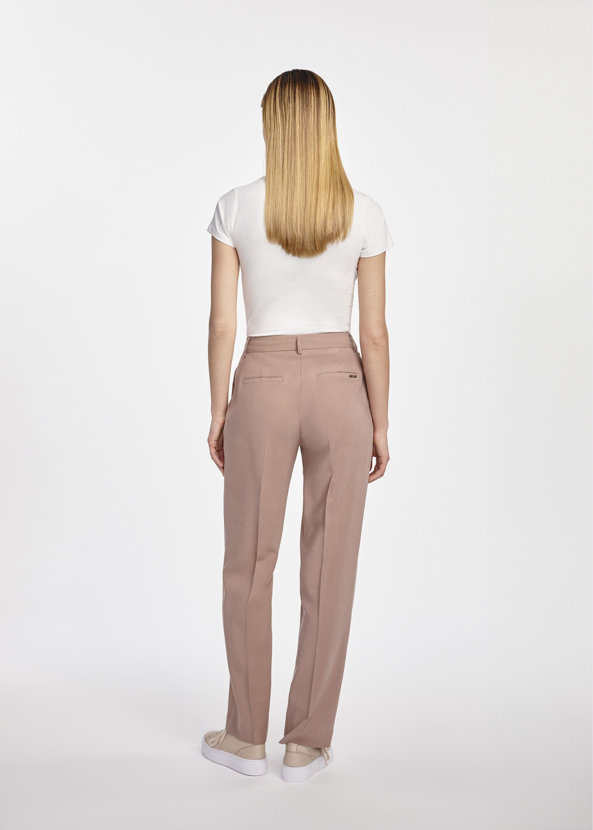 Beige elegant women's trousers SPODT-0106-83(W25)-04