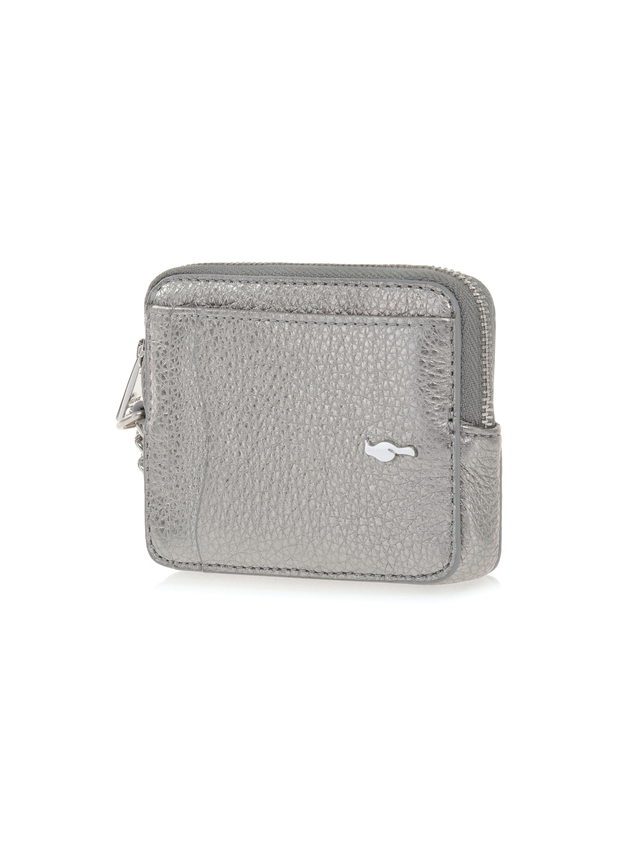 Small silver leather wallet with chain PORES-0873-92(Z23)-03