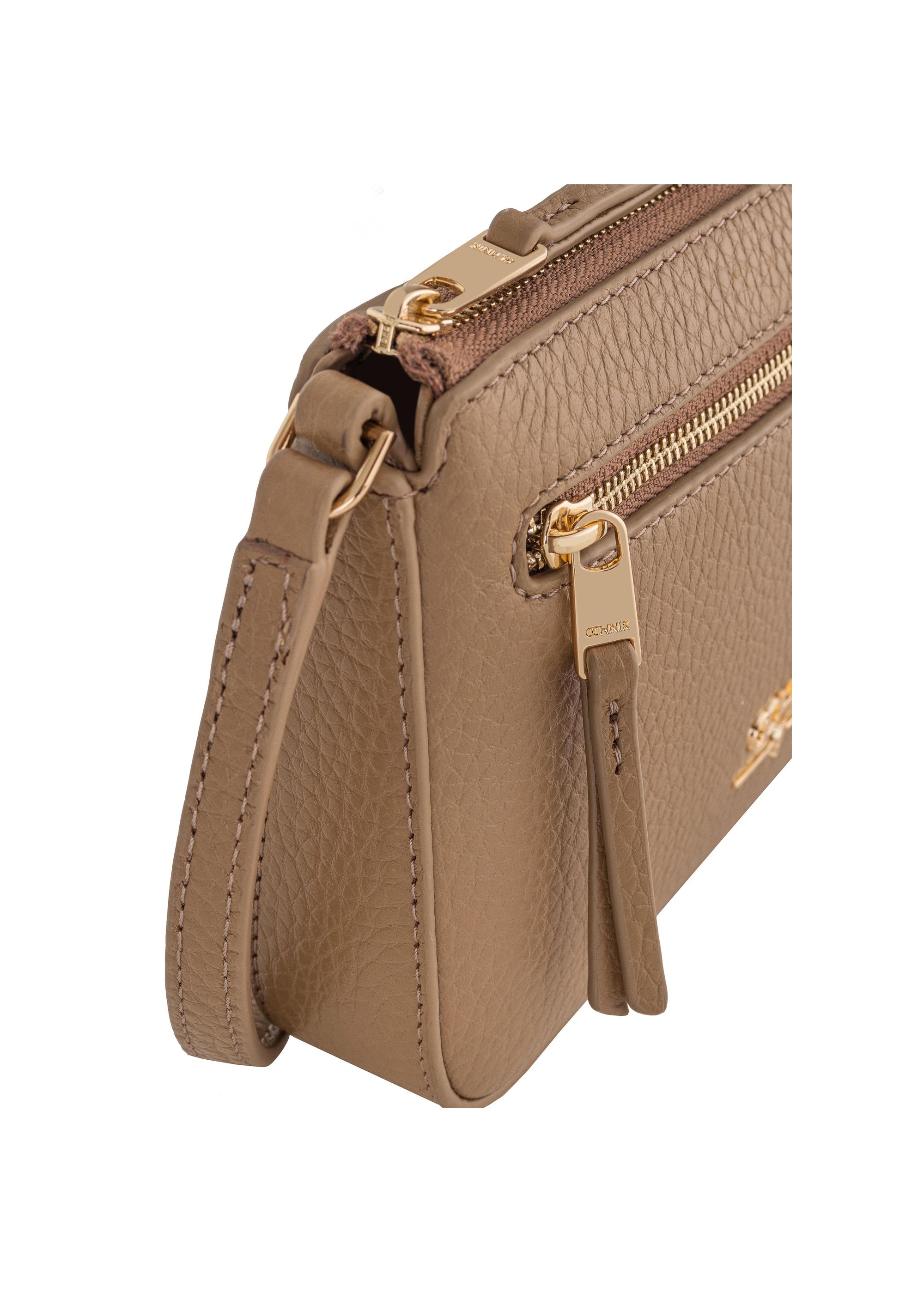 Beige leather women's wallet with handle PORES-0887-81(Z23)-05