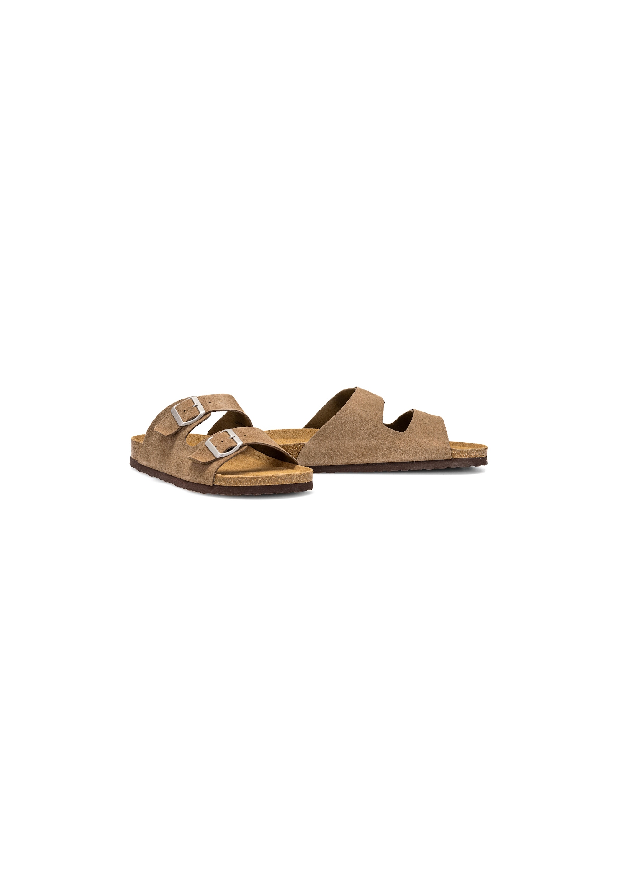 Dark beige leather men's flip-flops BUTYM-0495-82(W25)-02