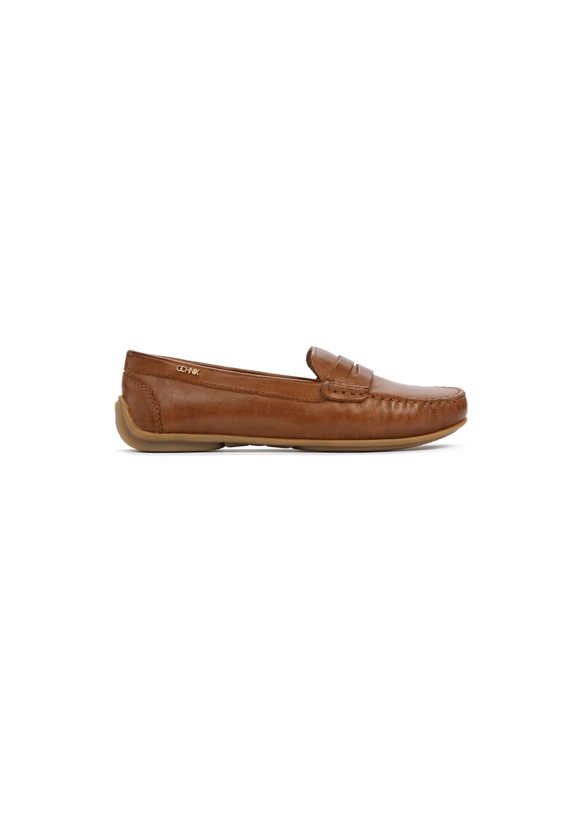 Brown leather women's loafers BUTYD-1054A-24(W25)-01