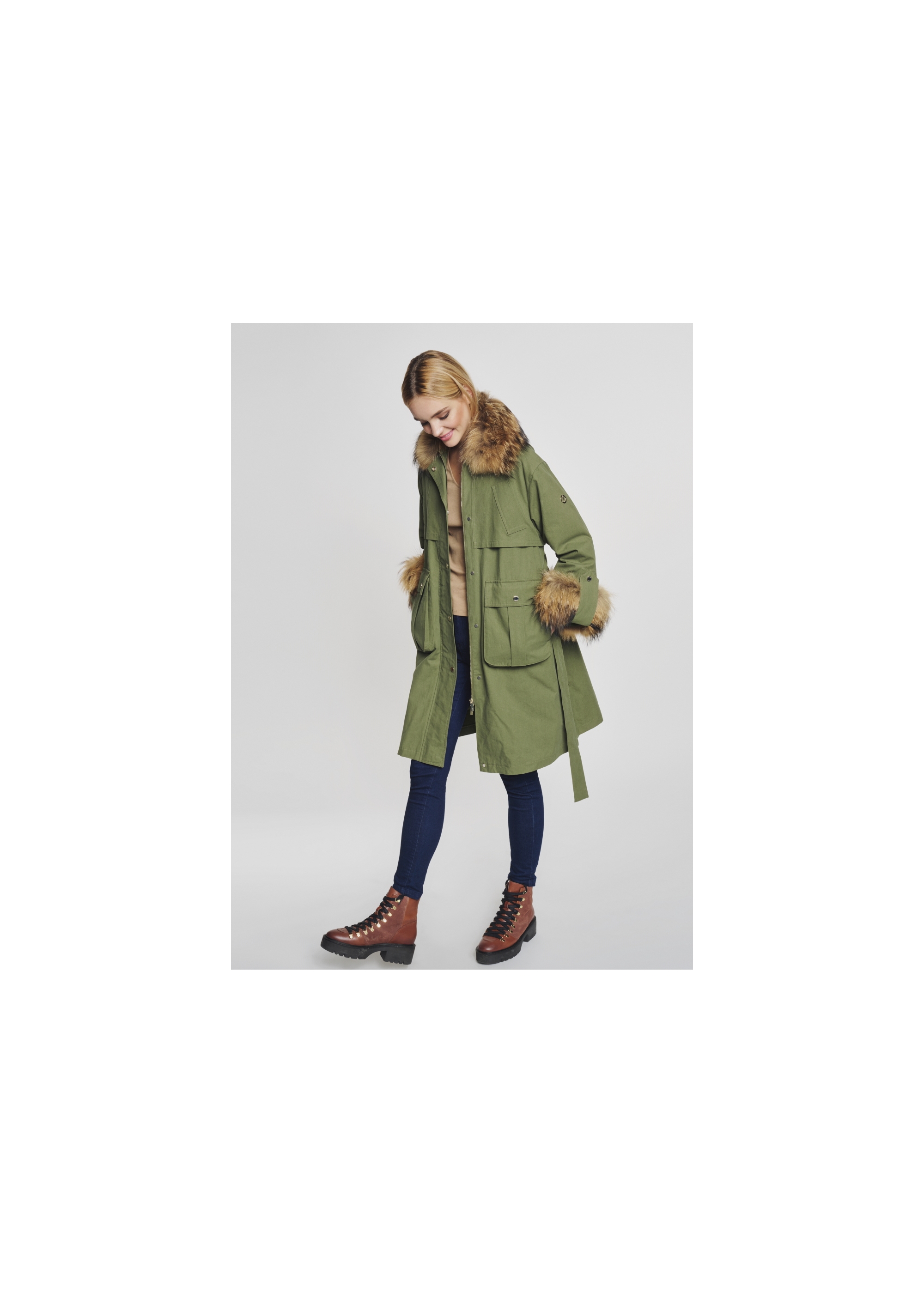 Women's olive parka for autumn KURDT-0234-57(Z21)-07